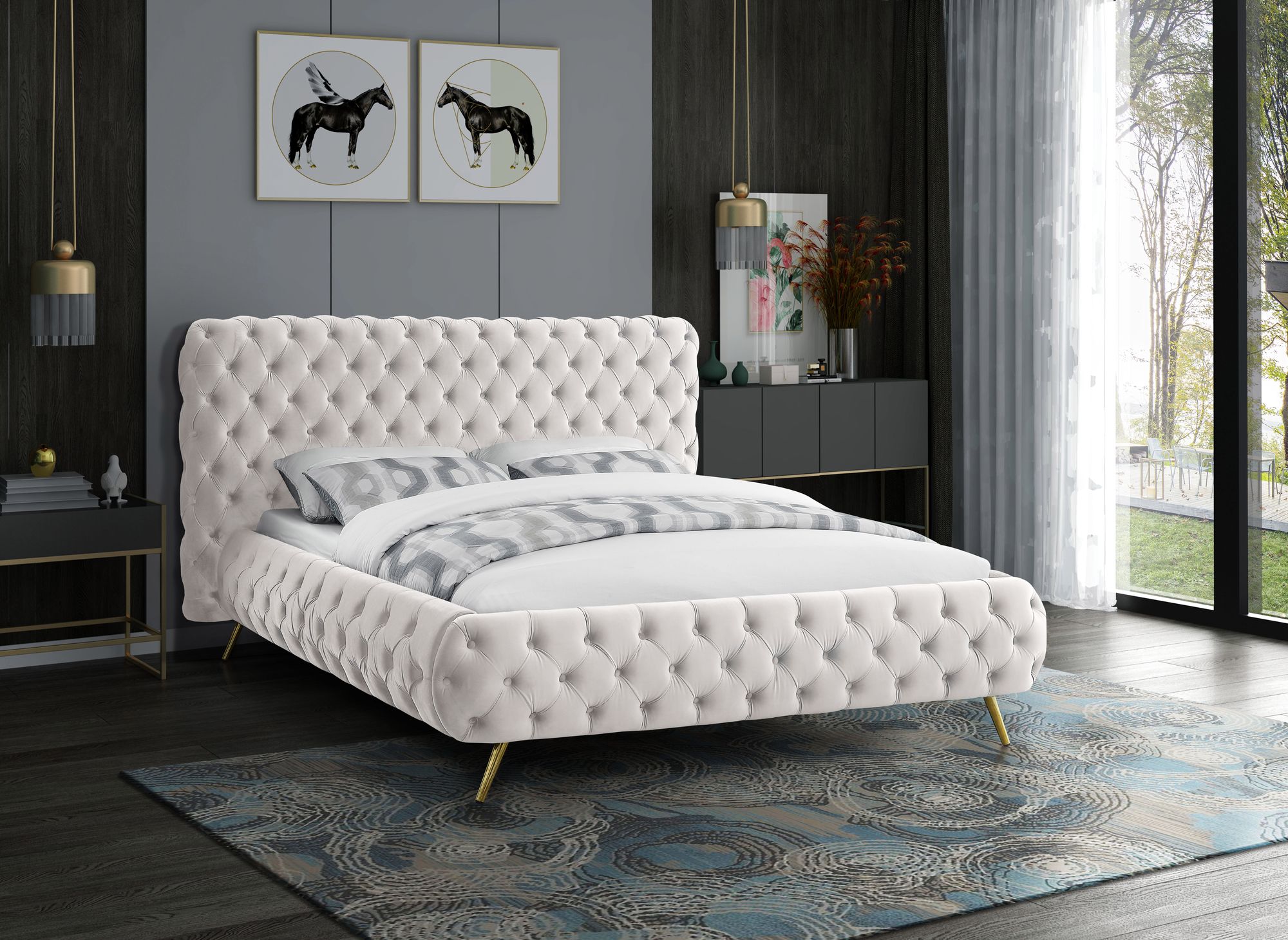 Delano Velvet King Size Bed