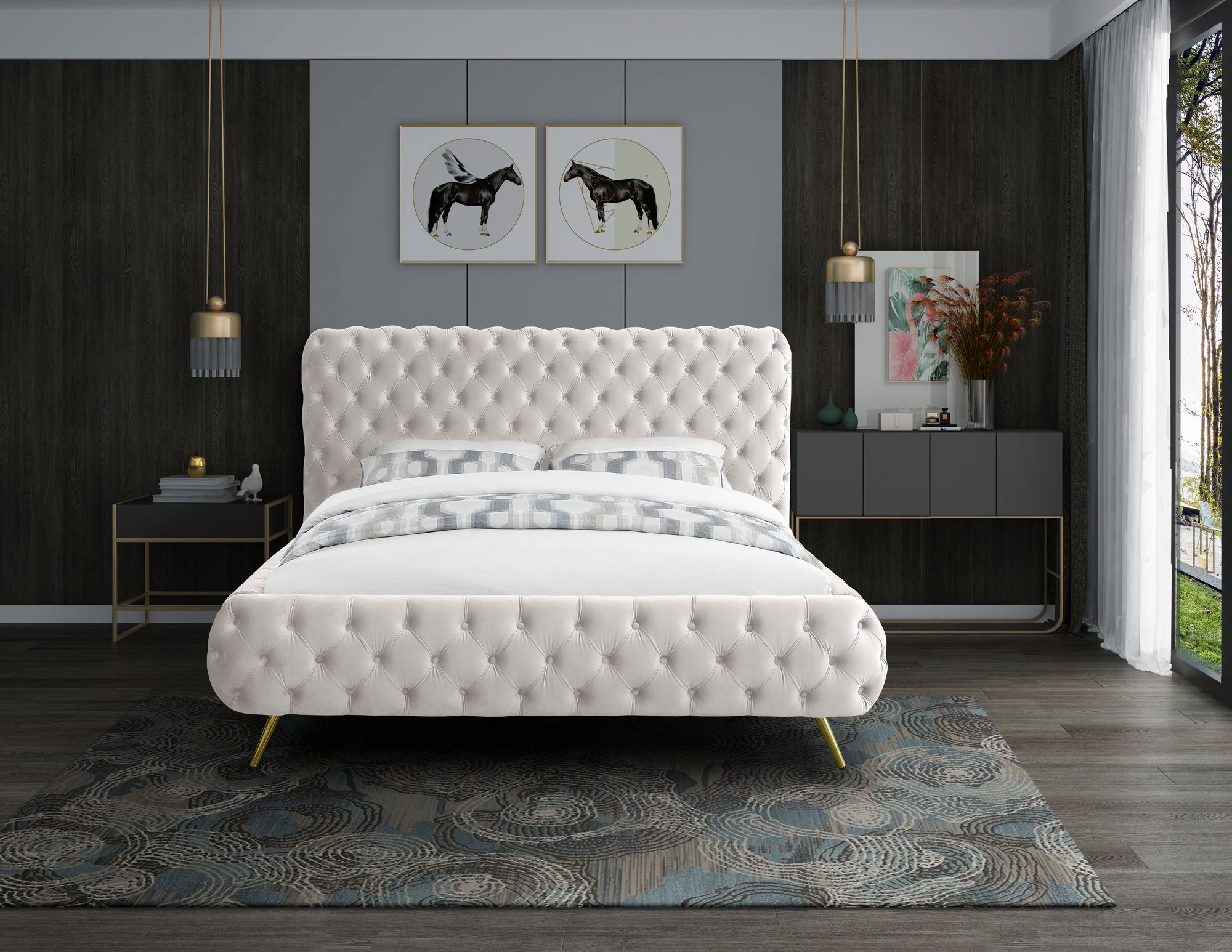 Delano Velvet Queen Size Bed