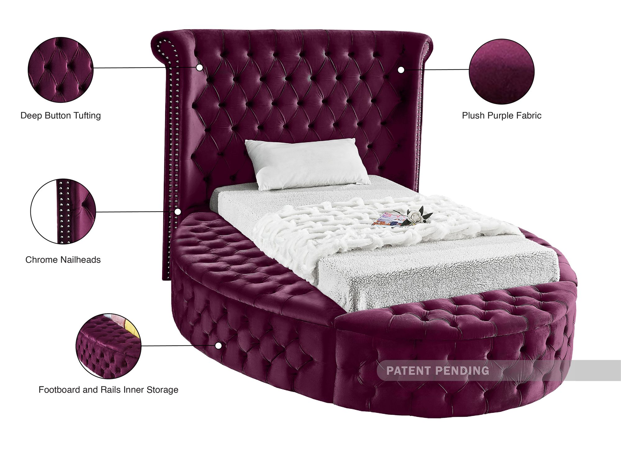 Luxus Velvet Twin Size Bed