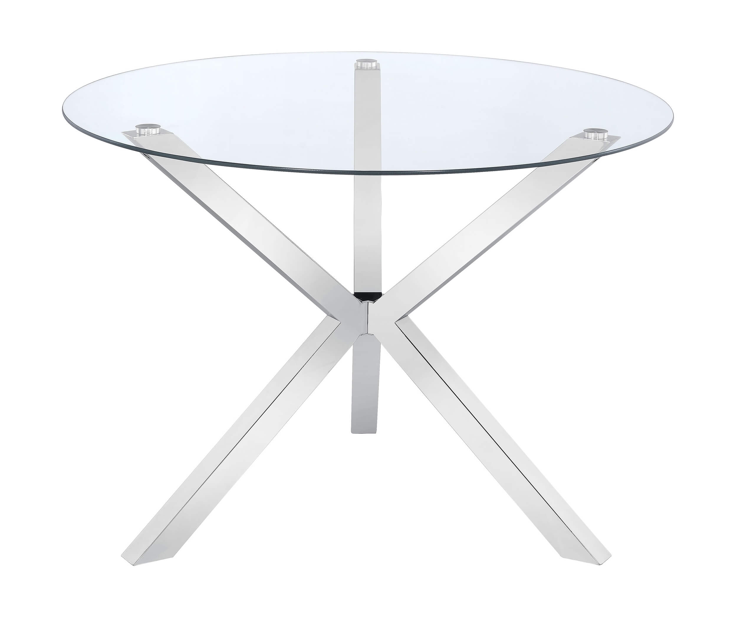Vance Glass Top Dining Table with X-cross Chrome Base