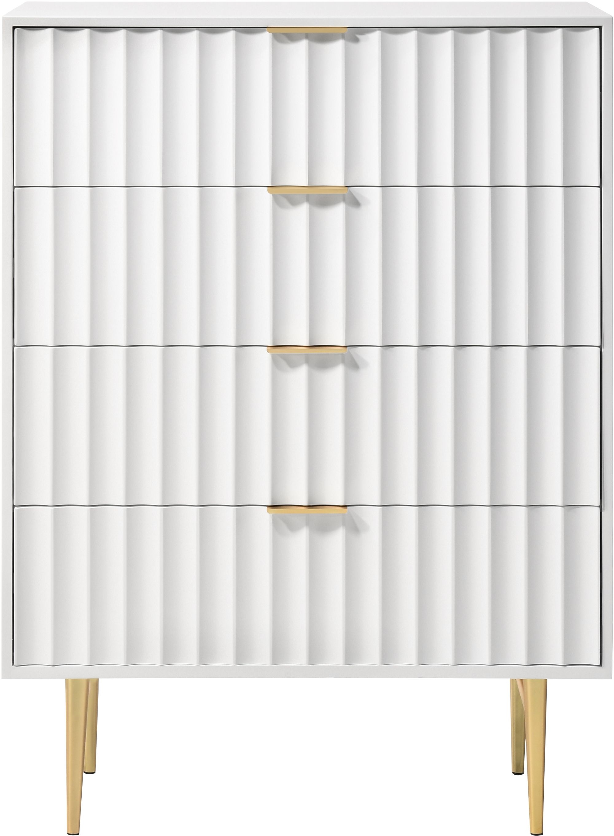 Modernist 4-Drawer Wood Chest with Brushed Steel Legs & Handles