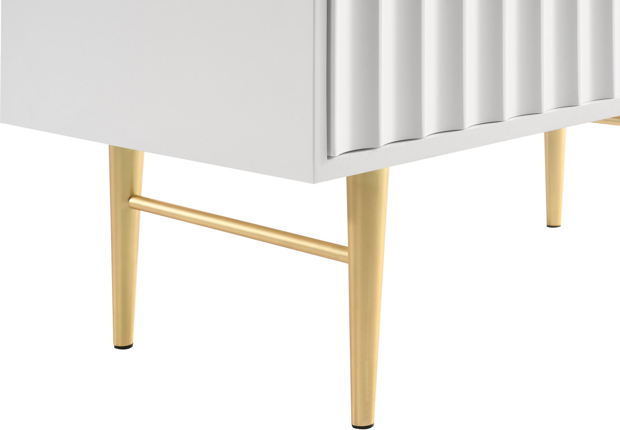 Modernist 4-Drawer Wood Chest with Brushed Gold Steel Legs & Handles