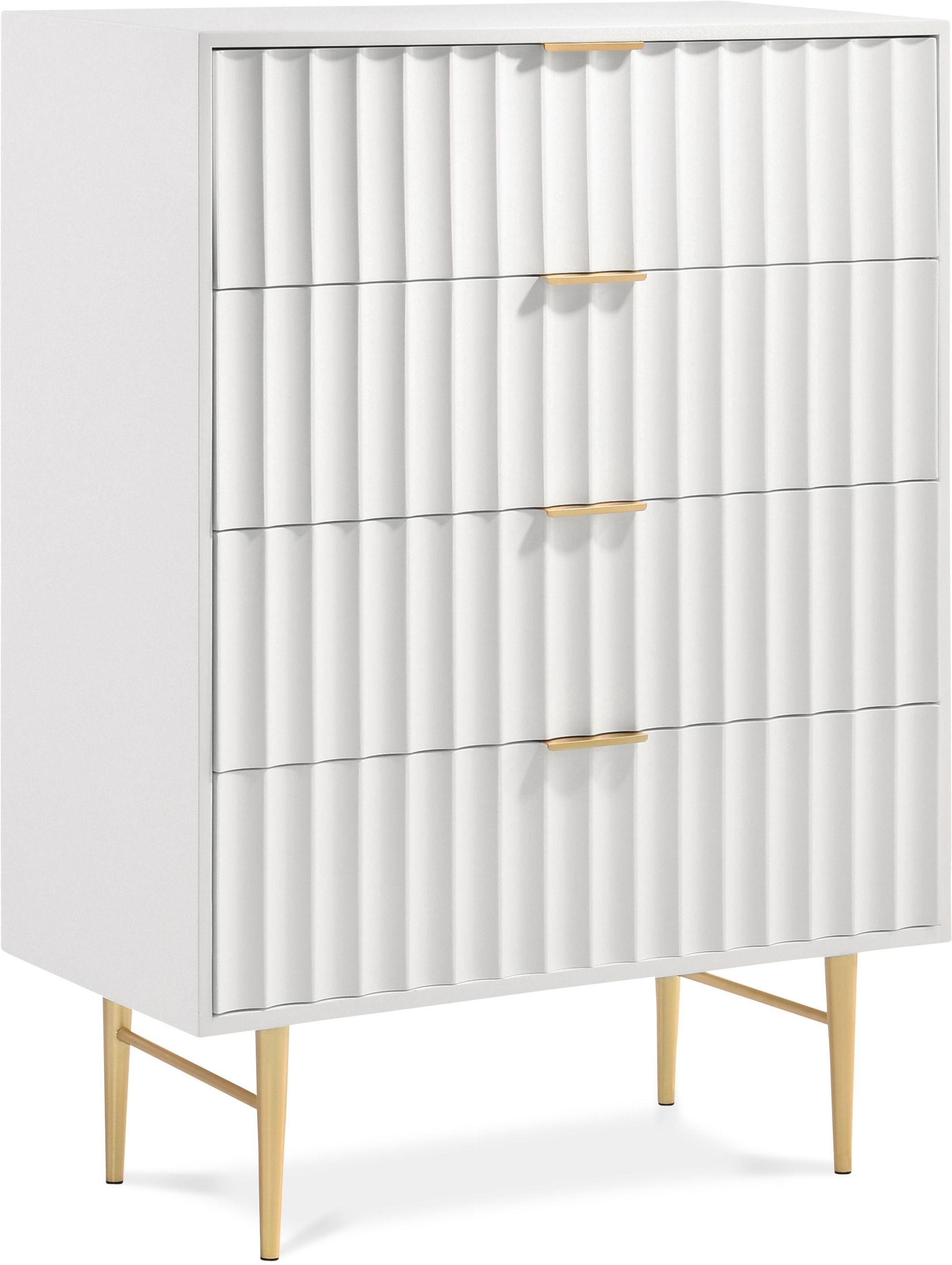Modernist 4-Drawer Wood Chest with Brushed Steel Legs & Handles