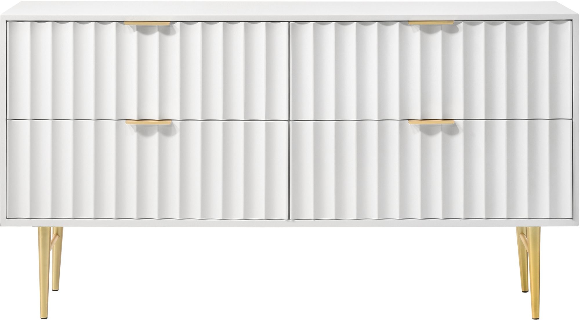 Modernist 4-Drawer Wood Dresser with Brushed Chrome Steel Legs & Handles
