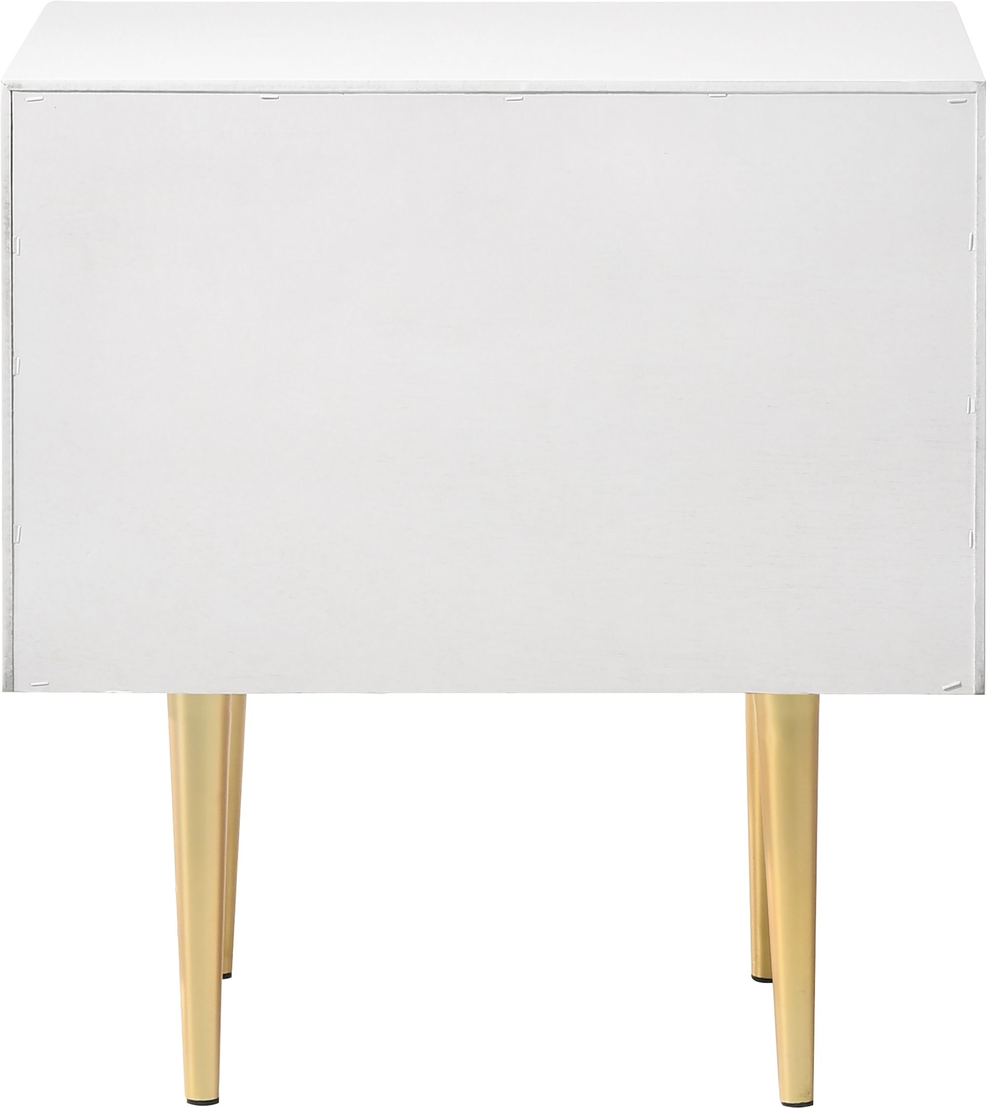 Modernist 2-Drawer Wood Nightstand with Brushed Steel Legs & Handles