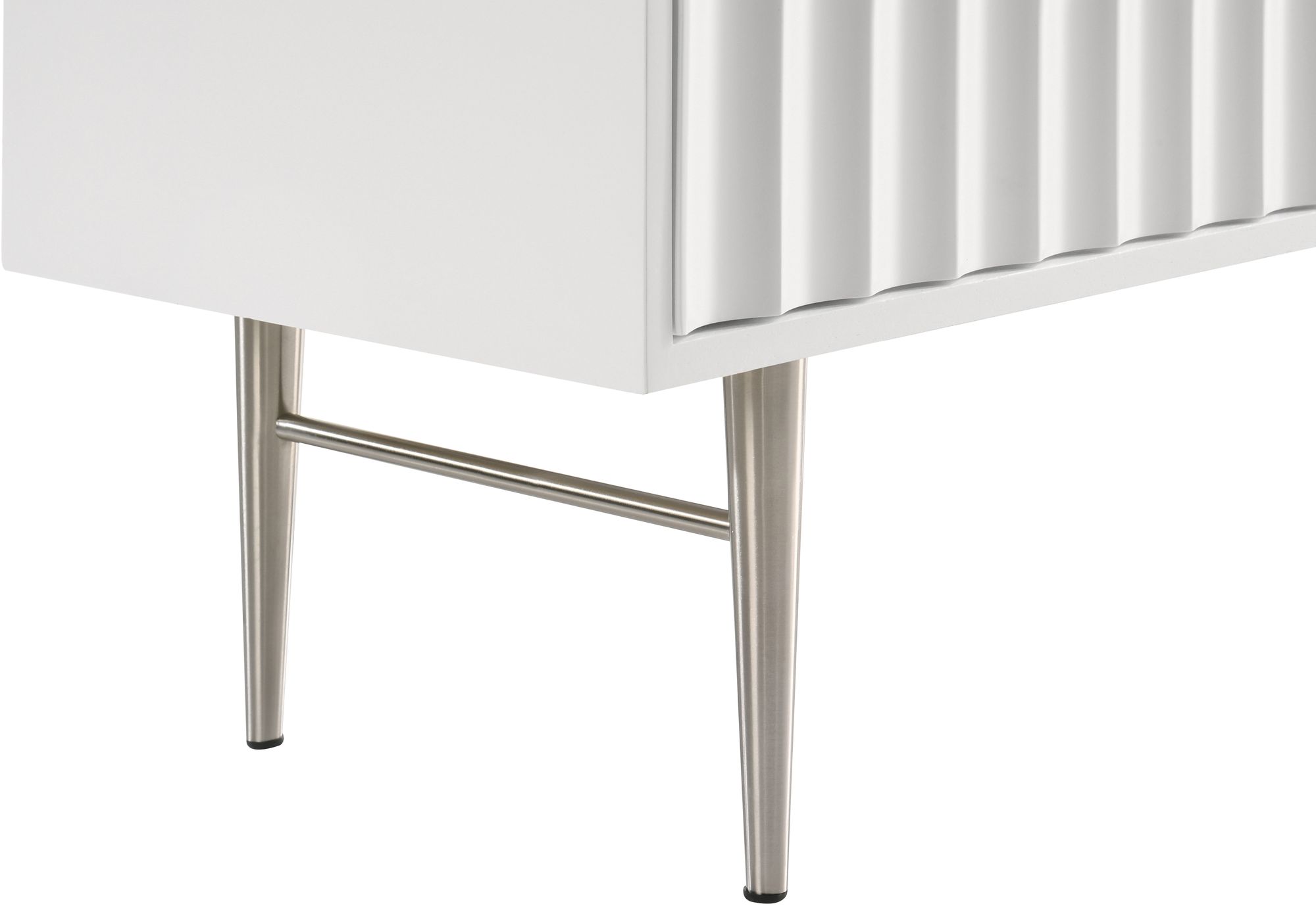 Modernist 4-Drawer Wood Dresser with Brushed Chrome Steel Legs & Handles