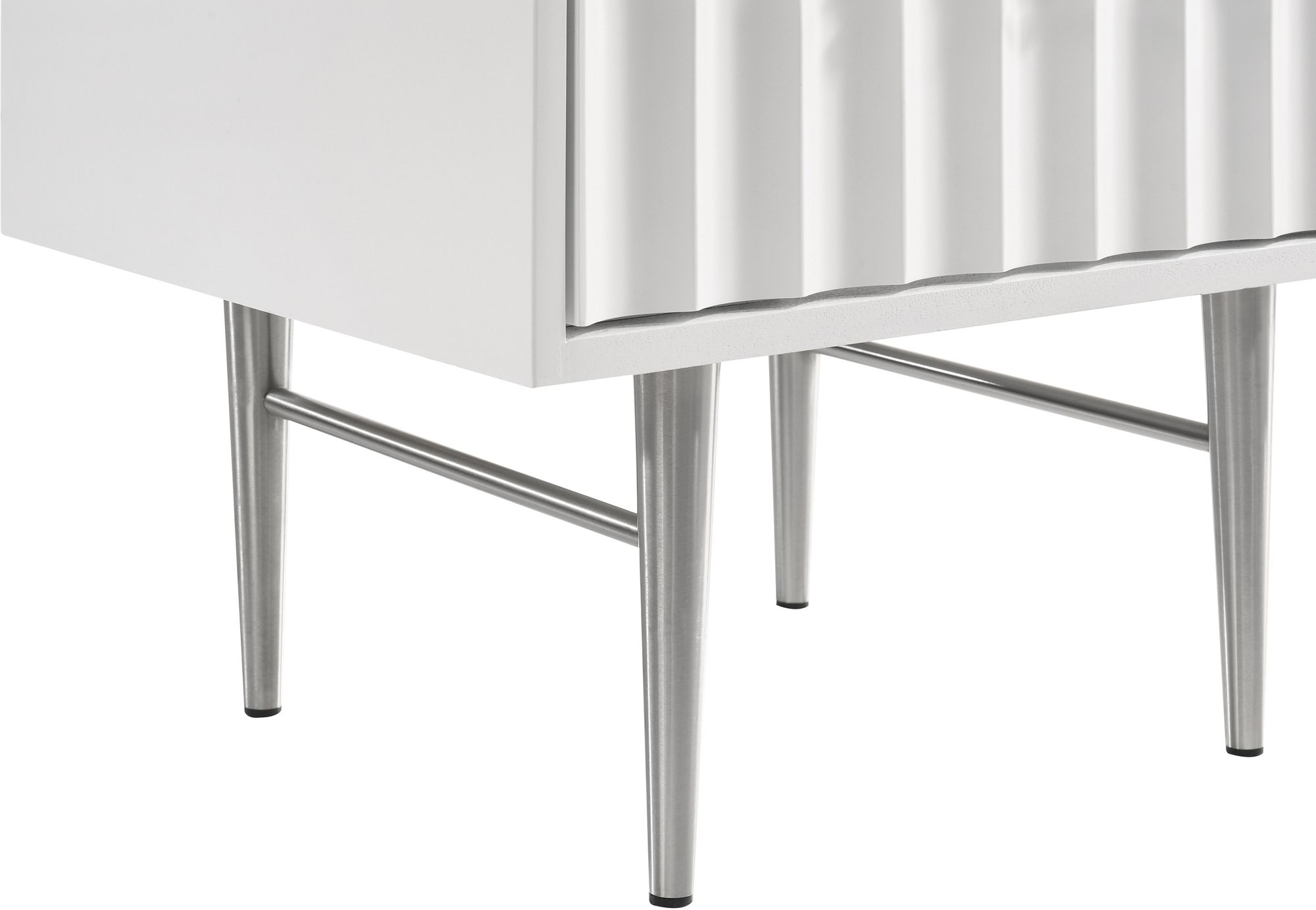 Modernist 2-Drawer Wood Nightstand with Brushed Steel Legs & Handles