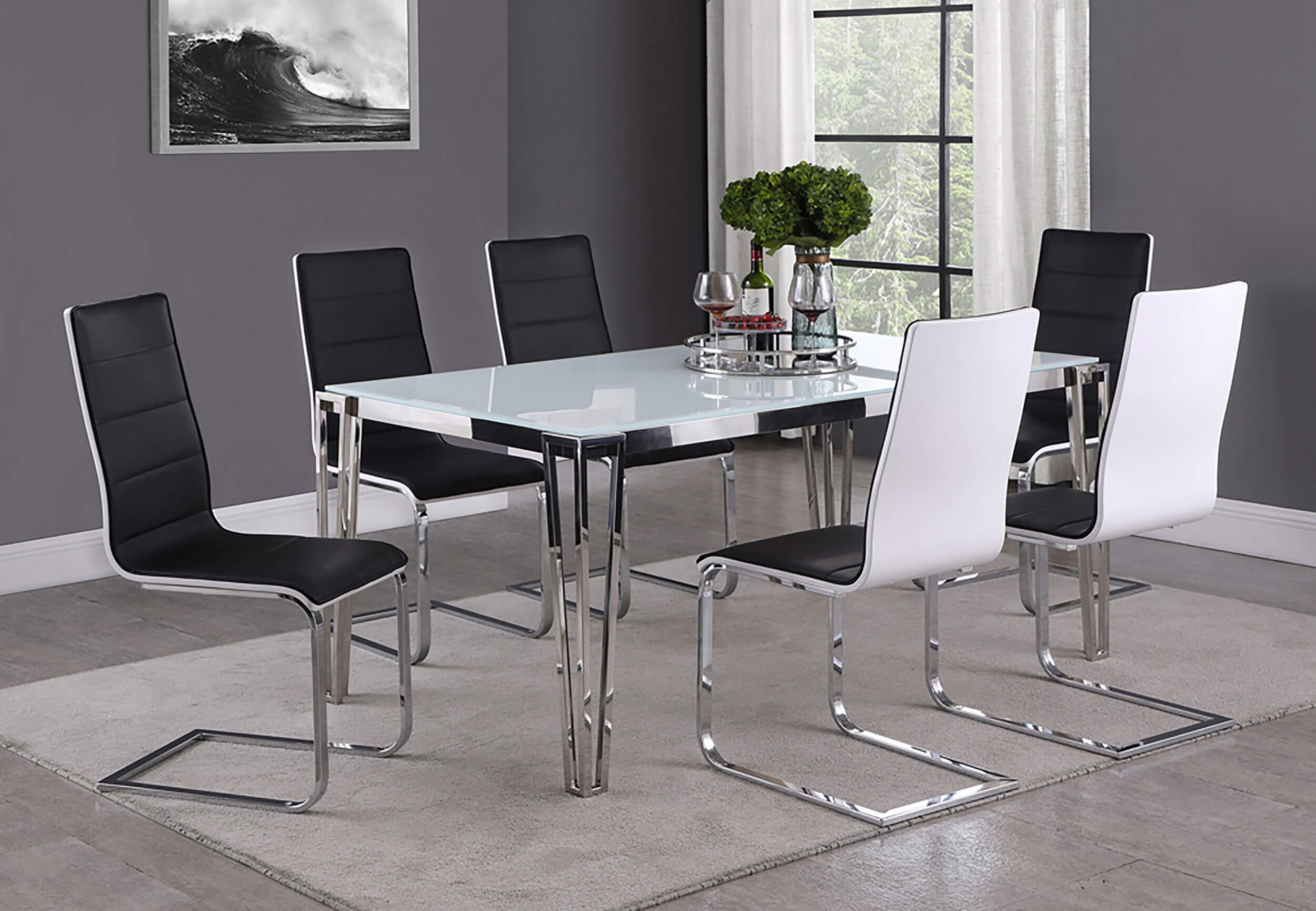 Broderick Leatherette Side Chair with Chrome Base