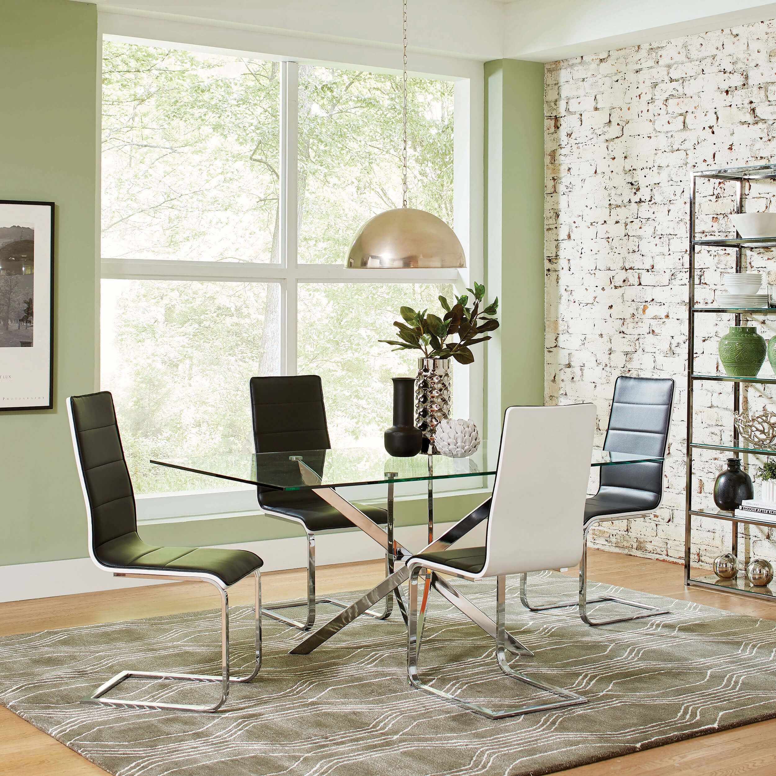 Broderick Leatherette Side Chair with Chrome Base
