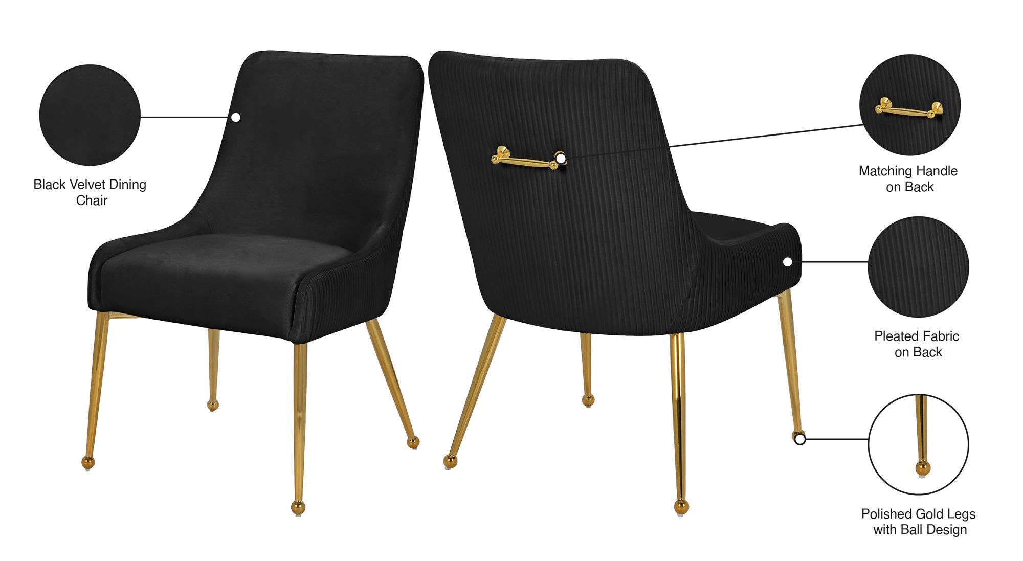 Ace Velvet Dining Chair with Polished Gold Legs