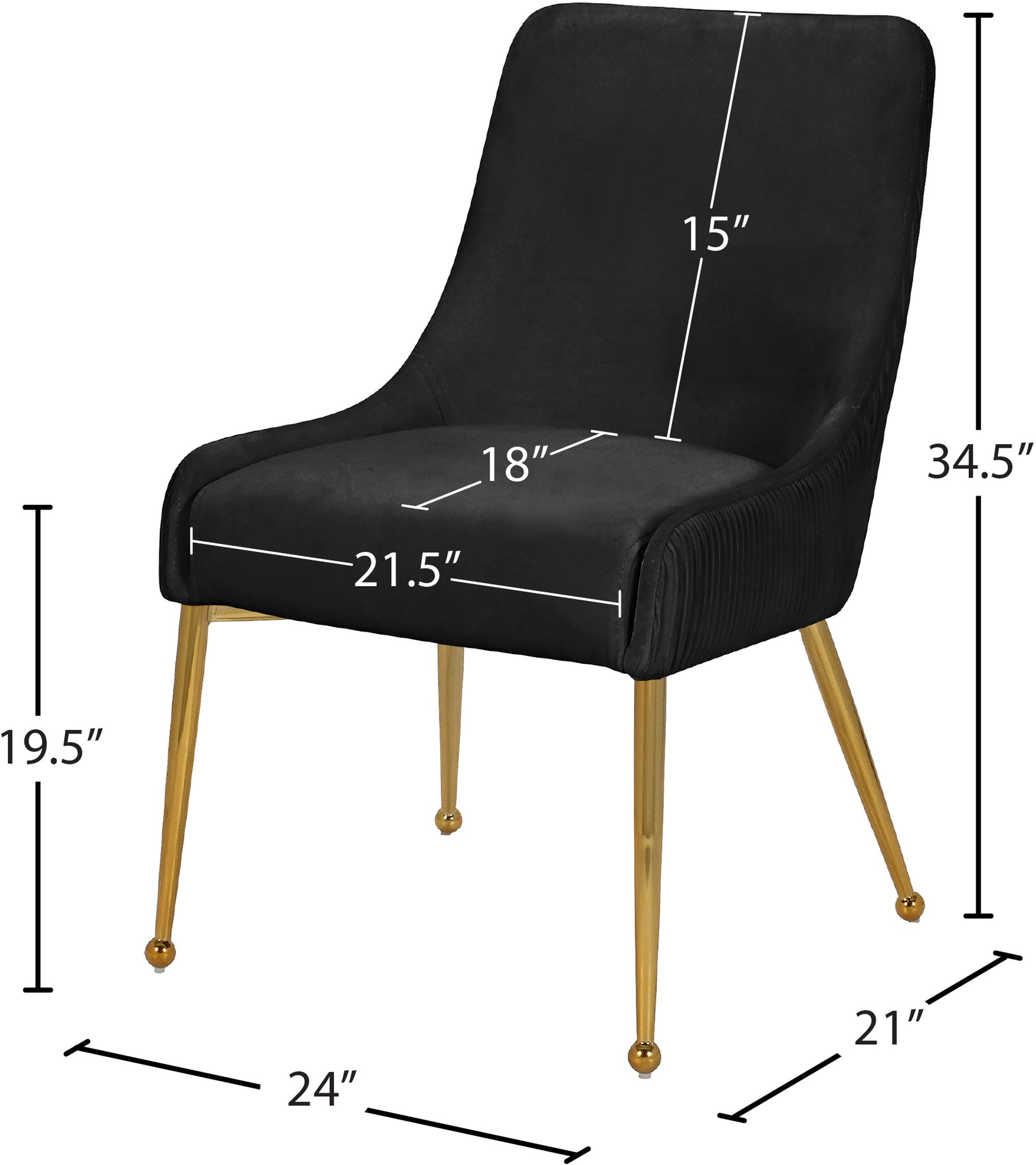 Ace Velvet Dining Chair with Polished Gold Legs
