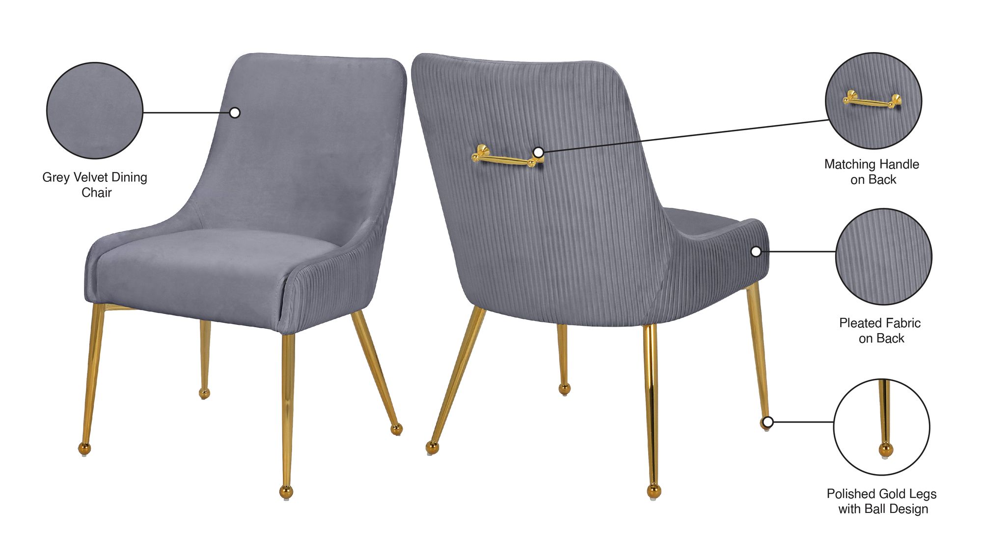 Ace Velvet Dining Chair with Polished Gold Legs