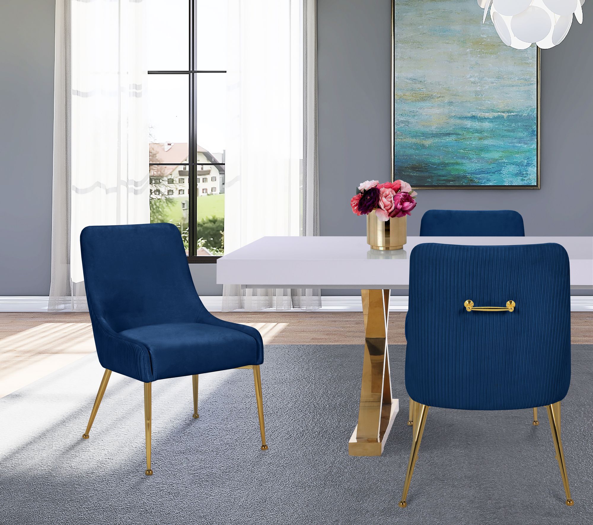 Ace Velvet Dining Chair with Polished Gold Legs