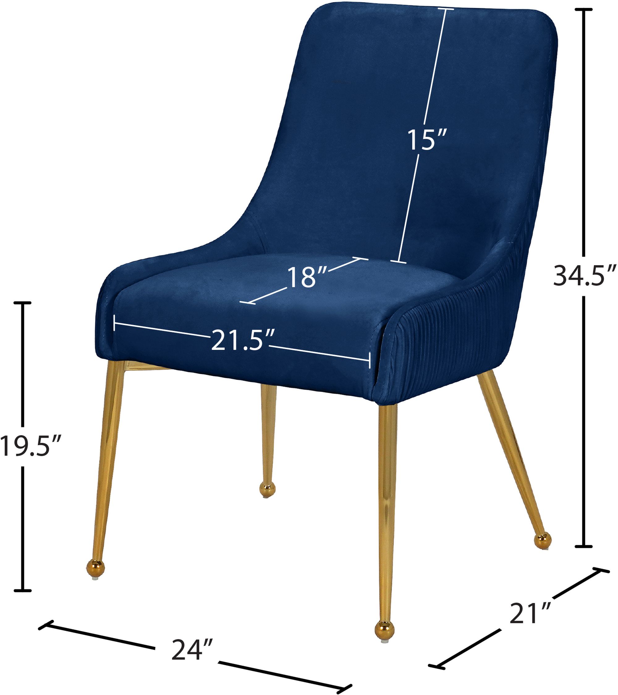 Ace Velvet Dining Chair with Polished Gold Legs