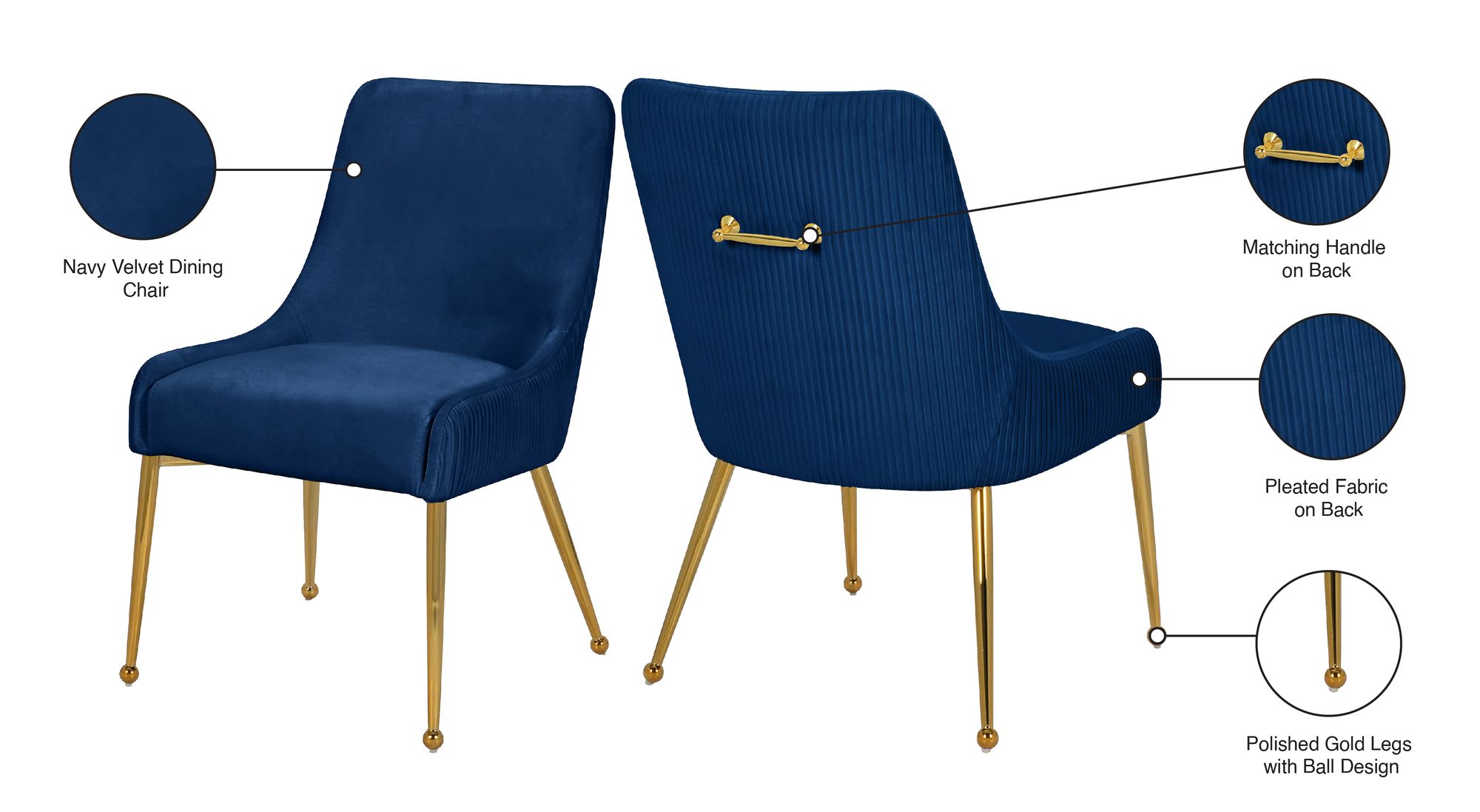 Ace Velvet Dining Chair with Polished Gold Legs