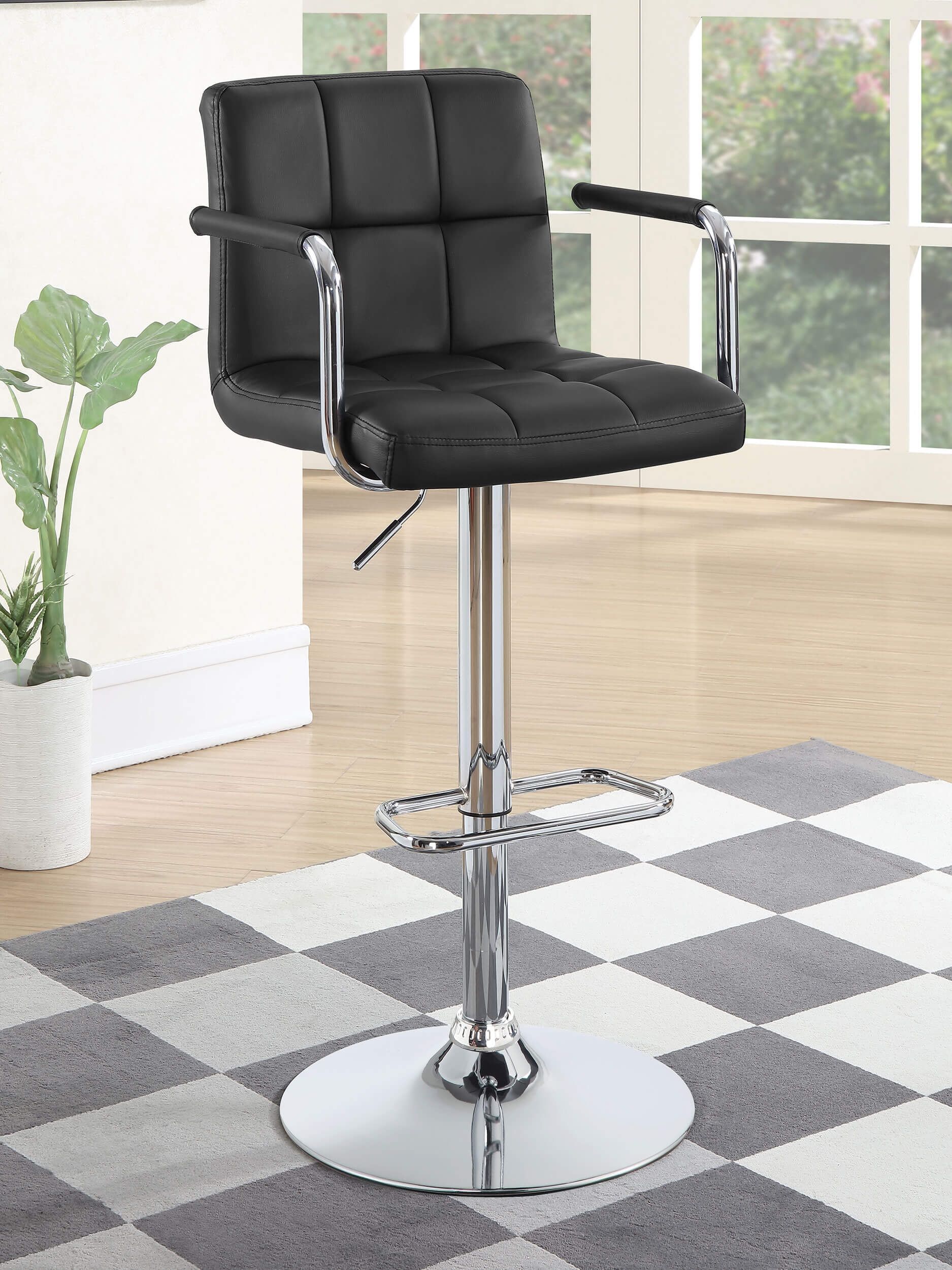 Palomar Leatherette Bar Stool with Adjustable Chrome Base