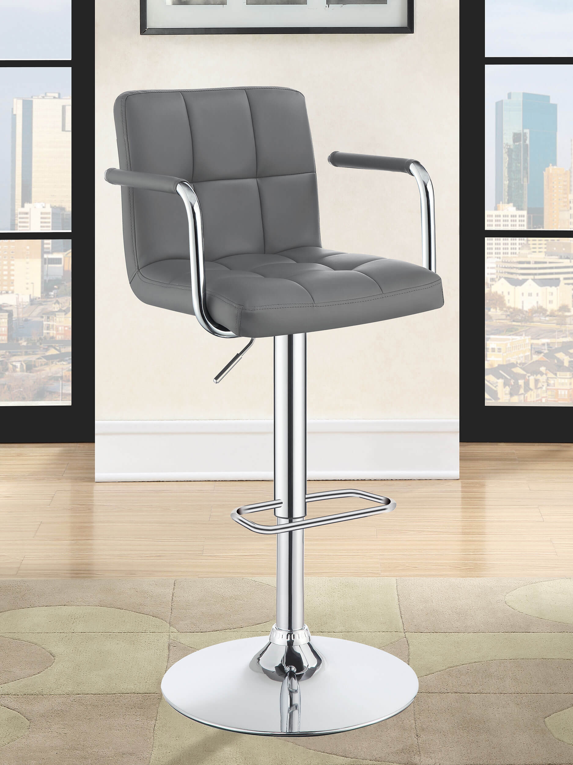 Palomar Leatherette Bar Stool with Adjustable Chrome Base