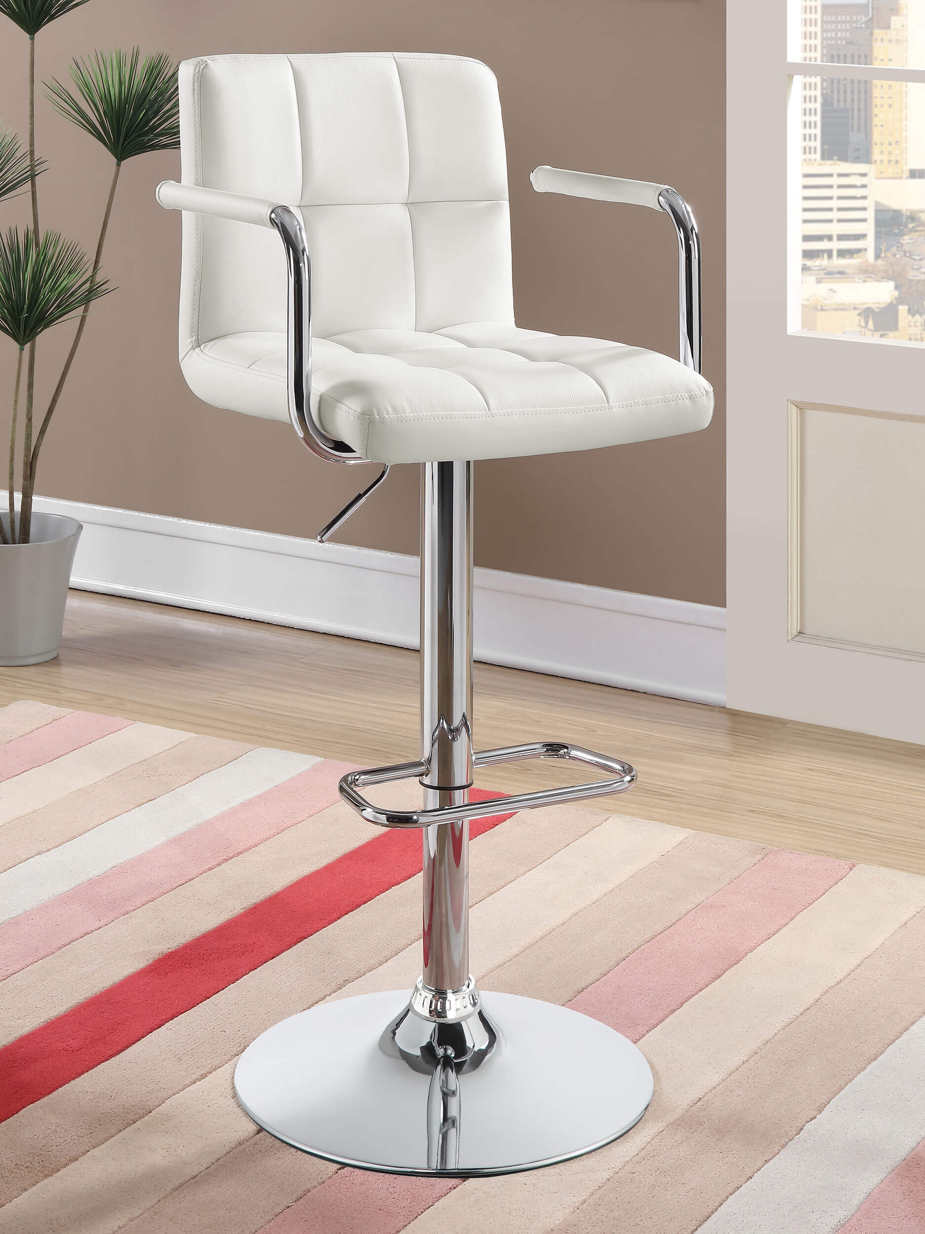 Palomar Leatherette Bar Stool with Adjustable Chrome Base