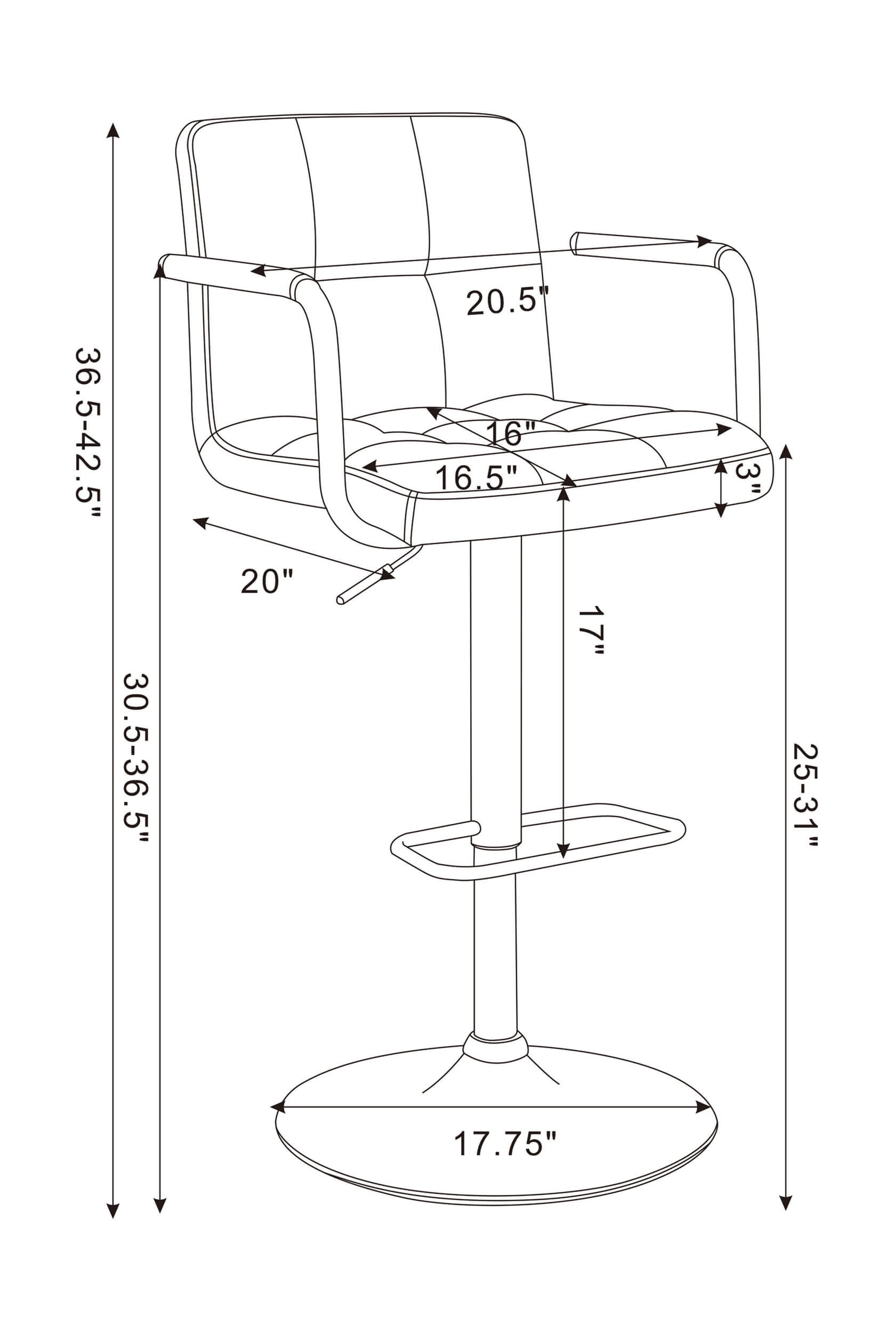 Palomar Leatherette Bar Stool with Adjustable Chrome Base