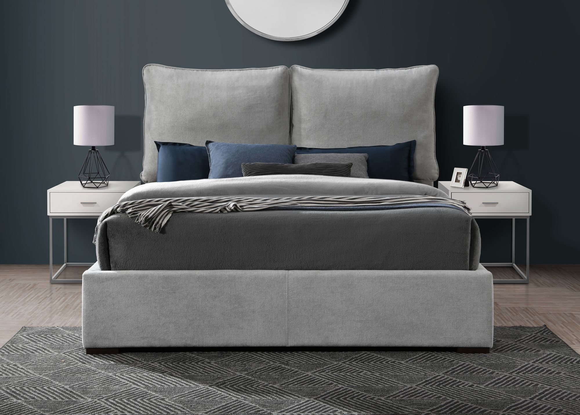 Misha Polyester Fabric King Size Bed