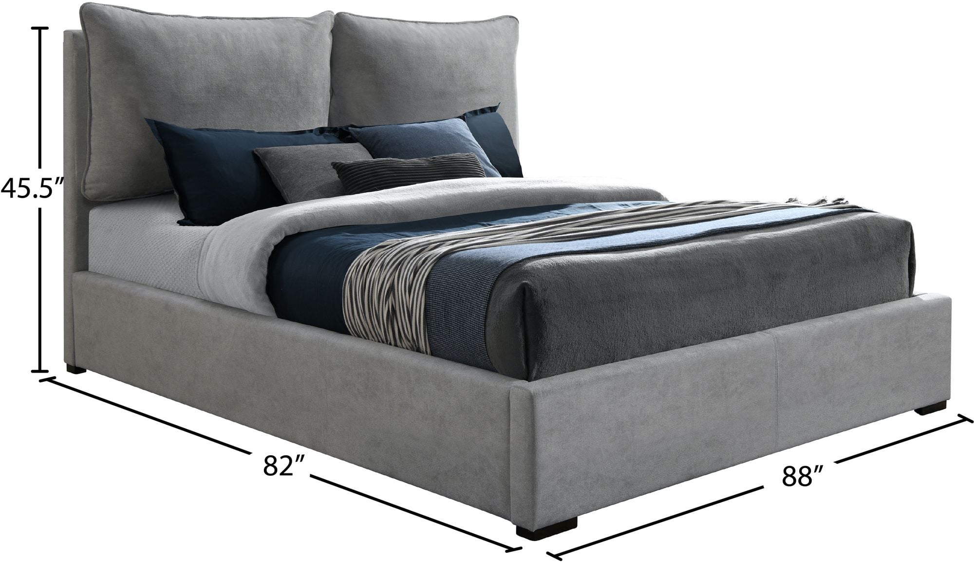 Misha Polyester Fabric King Size Bed
