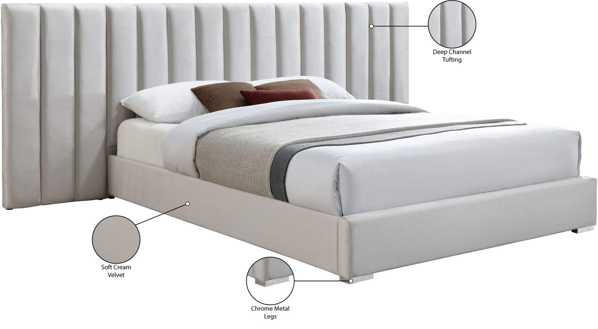 Pablo Velvet King Size Bed