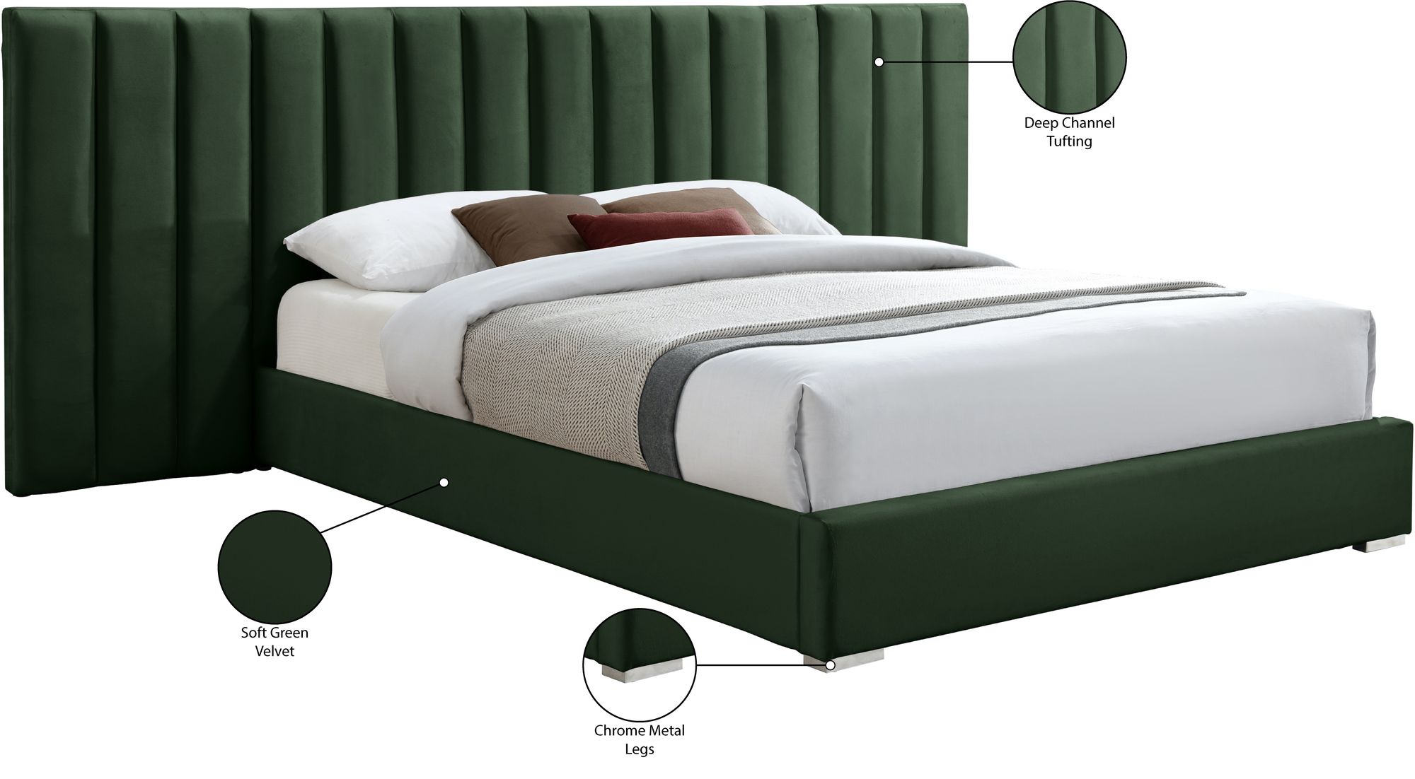 Pablo Velvet King Size Bed