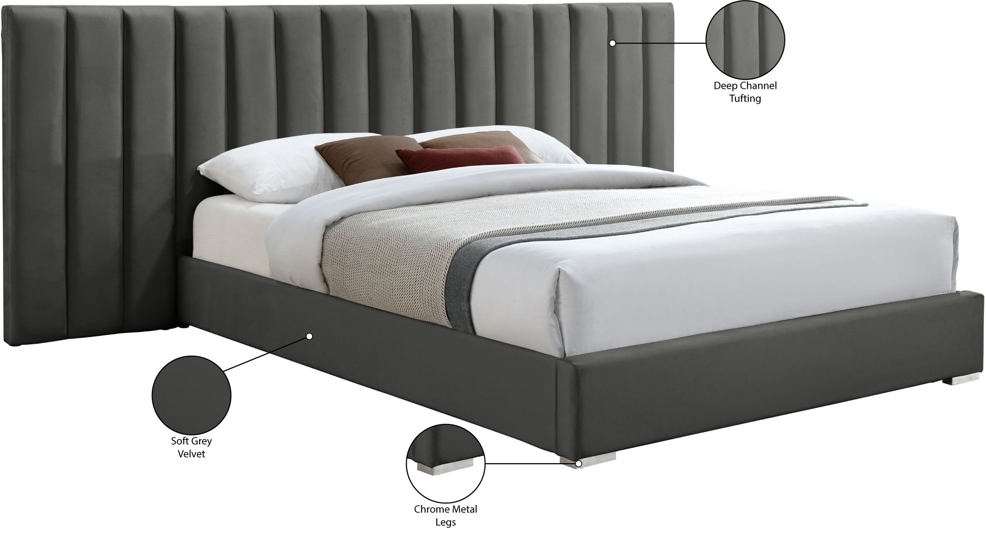 Pablo Velvet King Size Bed