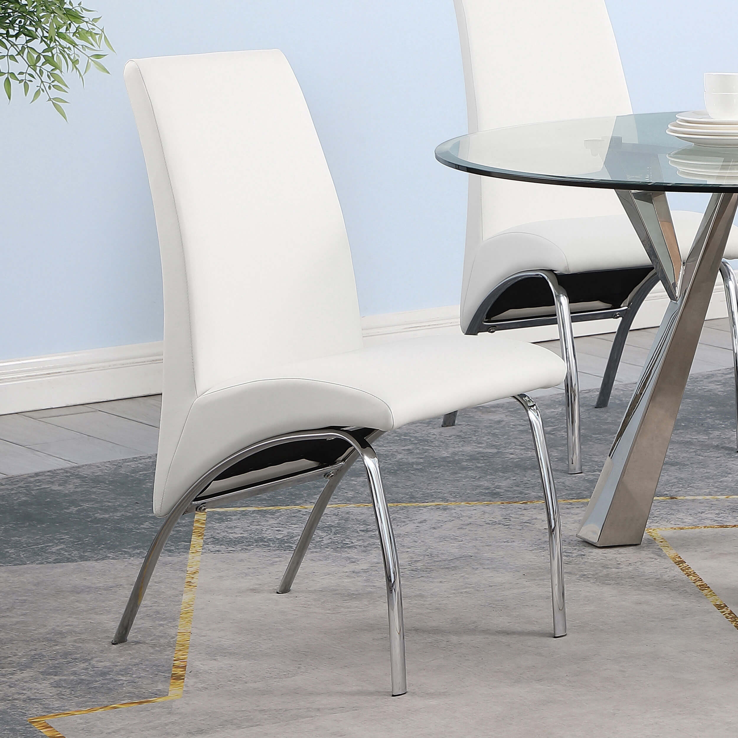 Bishop Leatherette Side Chairs with Chrome Base