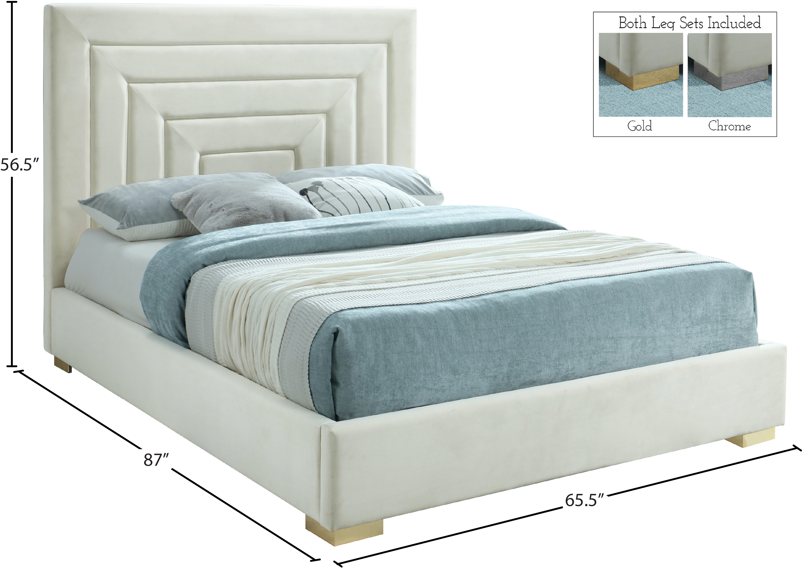 Nora Velvet Queen Size Bed