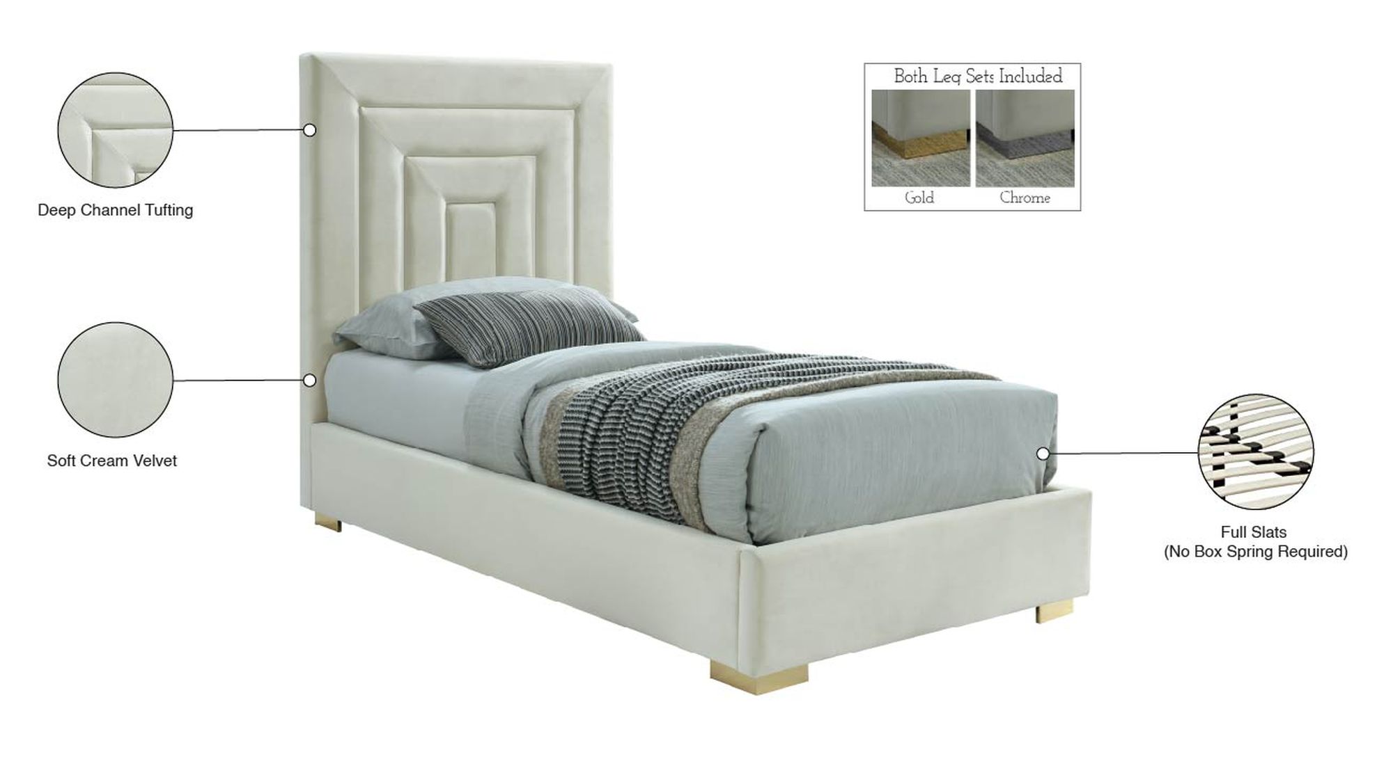 Nora Velvet Twin Size Bed