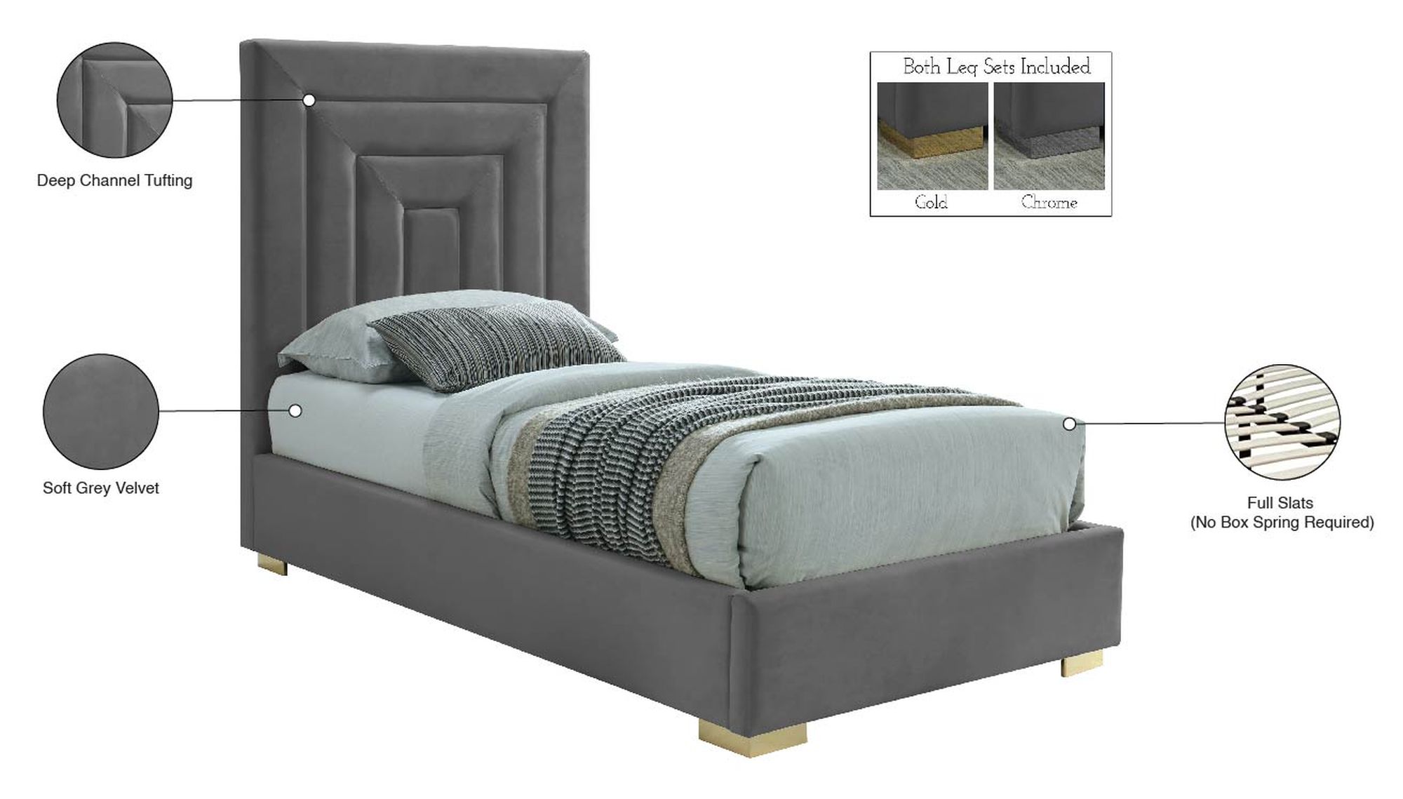 Nora Velvet Twin Size Bed