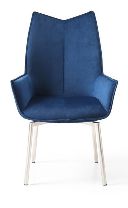 9188 Extendable Ceramic Top Dining Set w/1218 Fabric Blue Swivel Chairs
