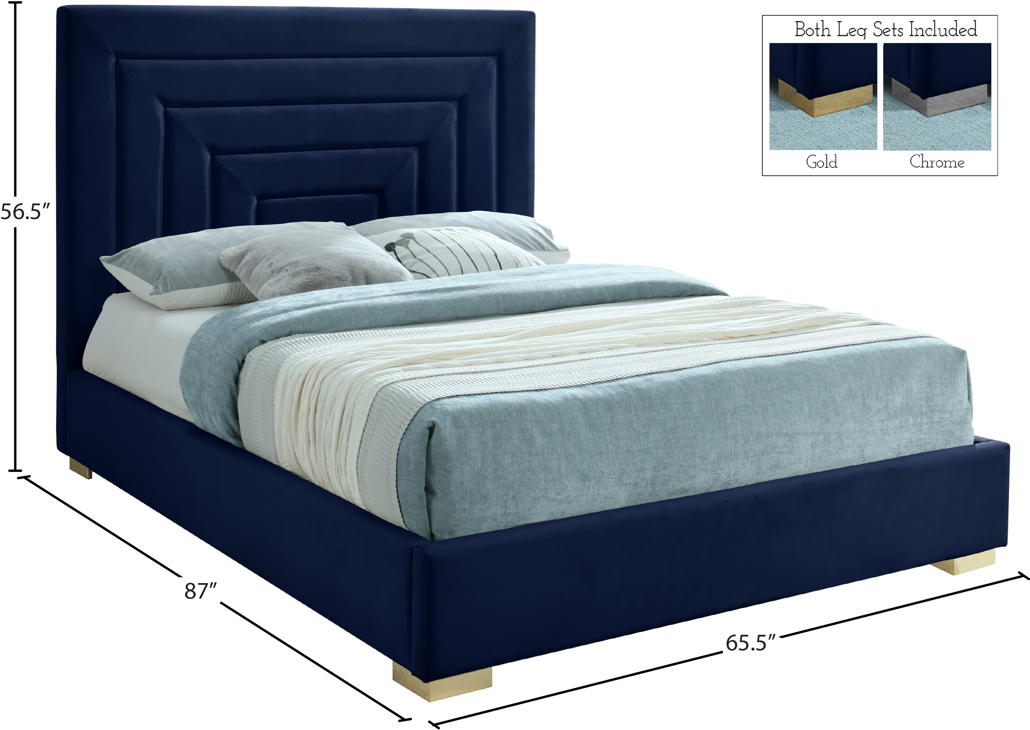 Nora Velvet Queen Size Bed