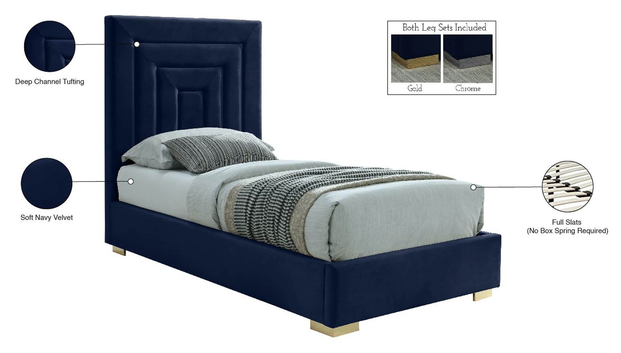Nora Velvet Twin Size Bed