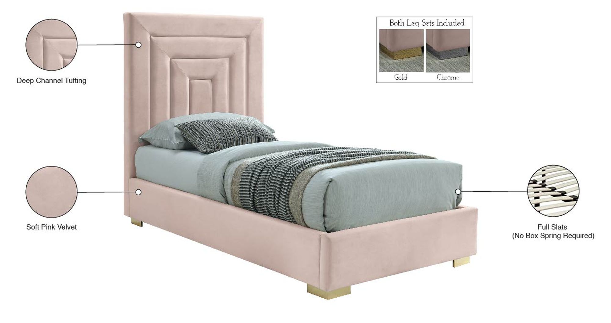Nora Velvet Twin Size Bed