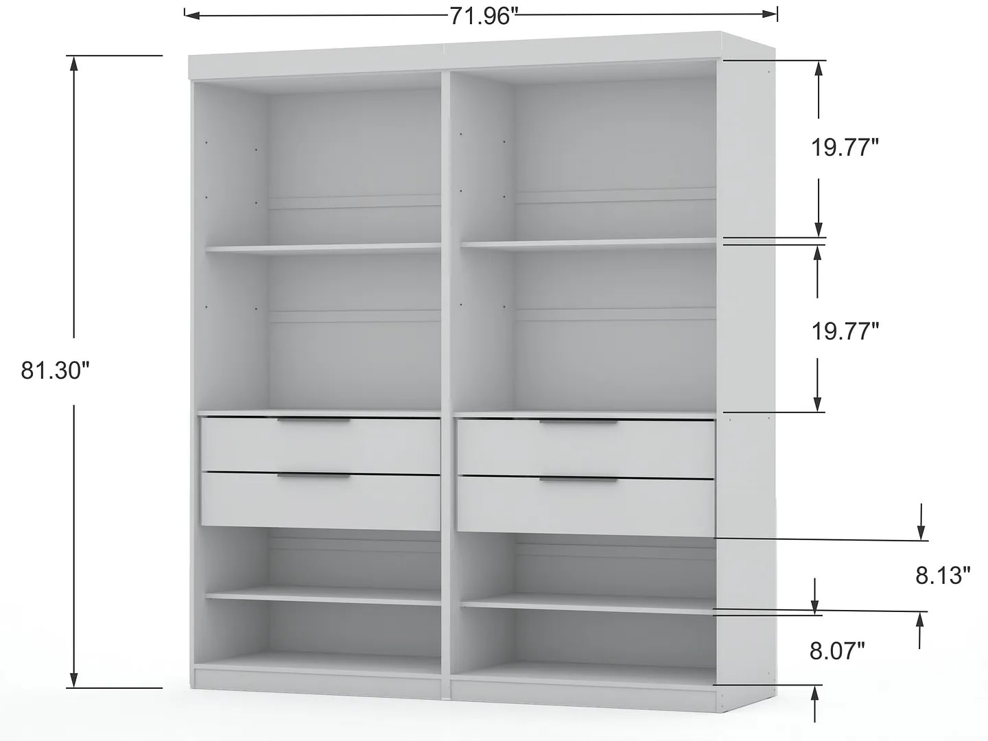 2.0 Semi Open 3 Sectional Modern Wardrobe 