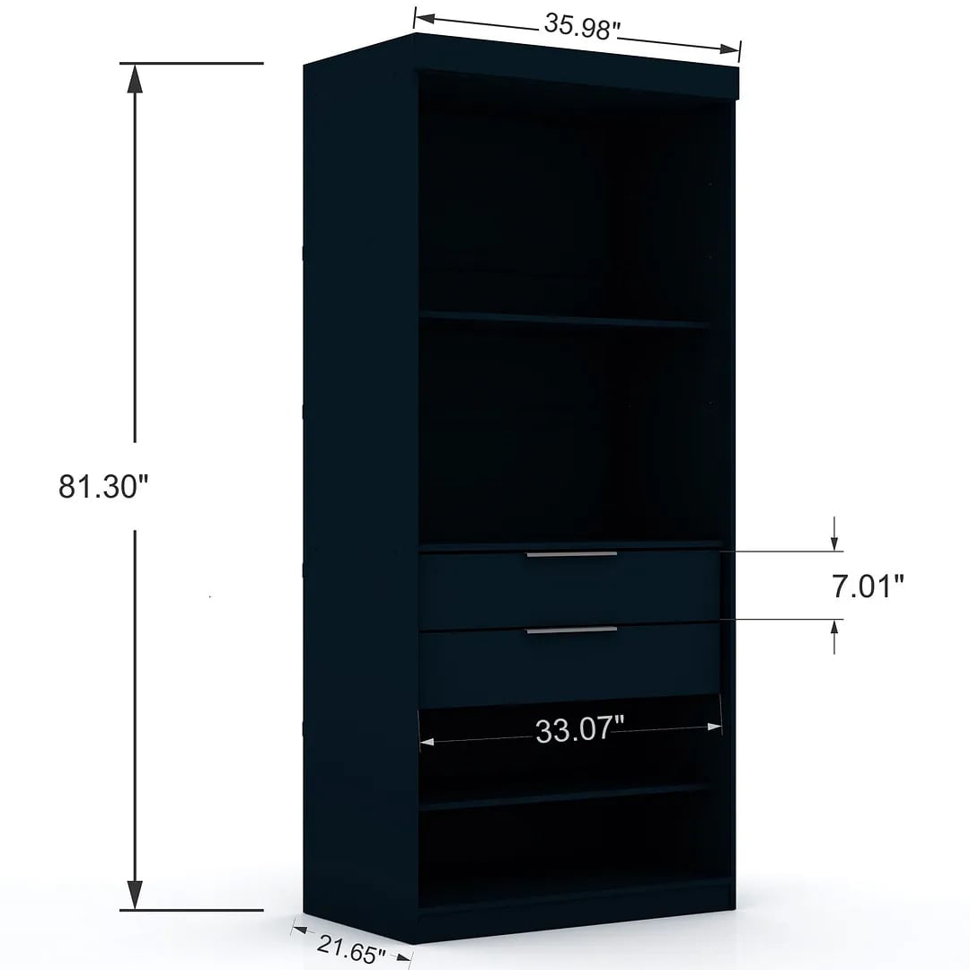 Mulberry 2 Sectional Wardrobe Closet w/4 Drawers, Set of 2 