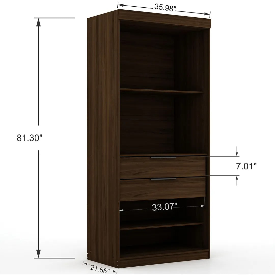 Mulberry 2 Sectional Wardrobe Closet w/4 Drawers, Set of 2 