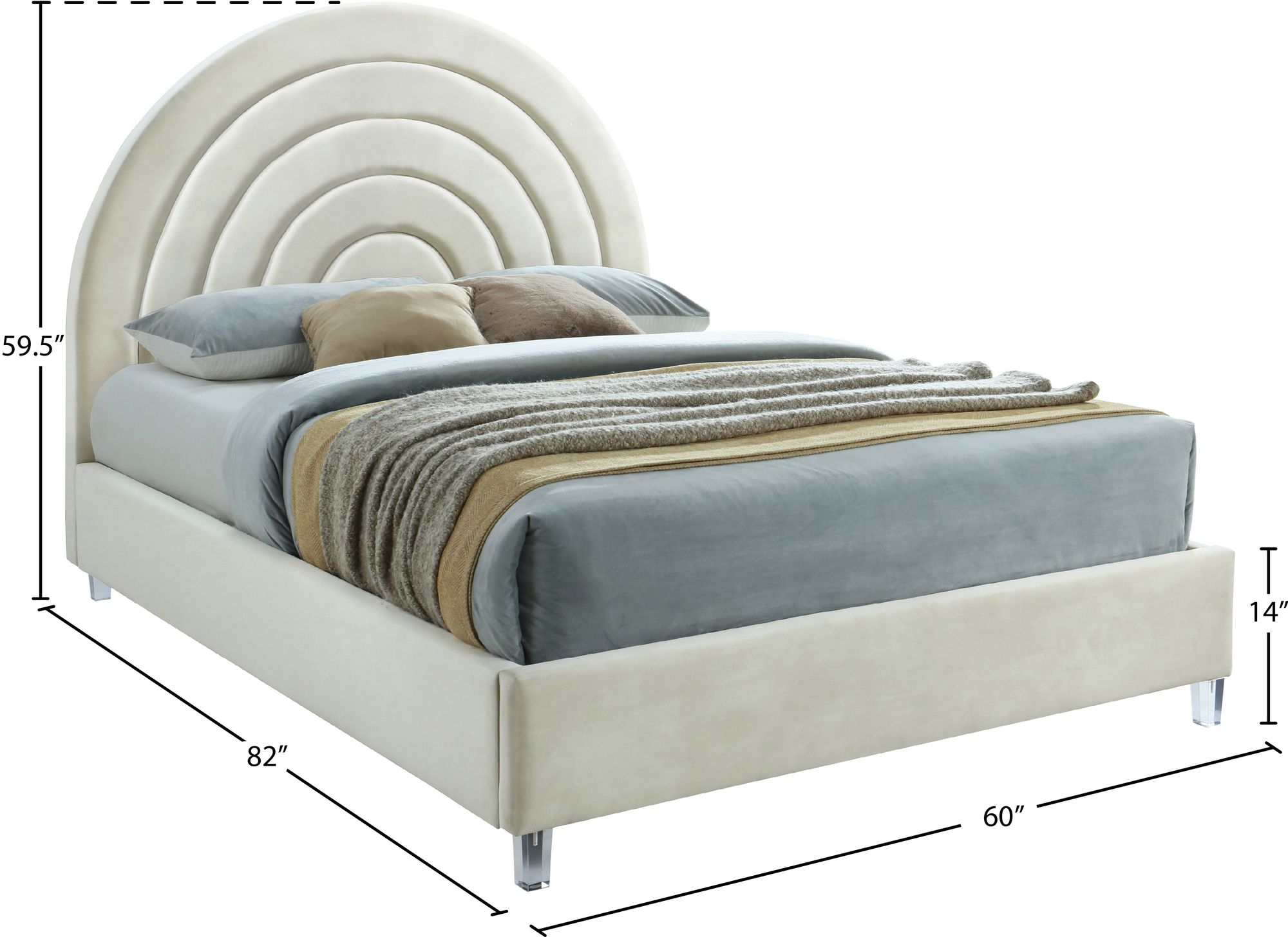 Rainbow Velvet Full Size Bed