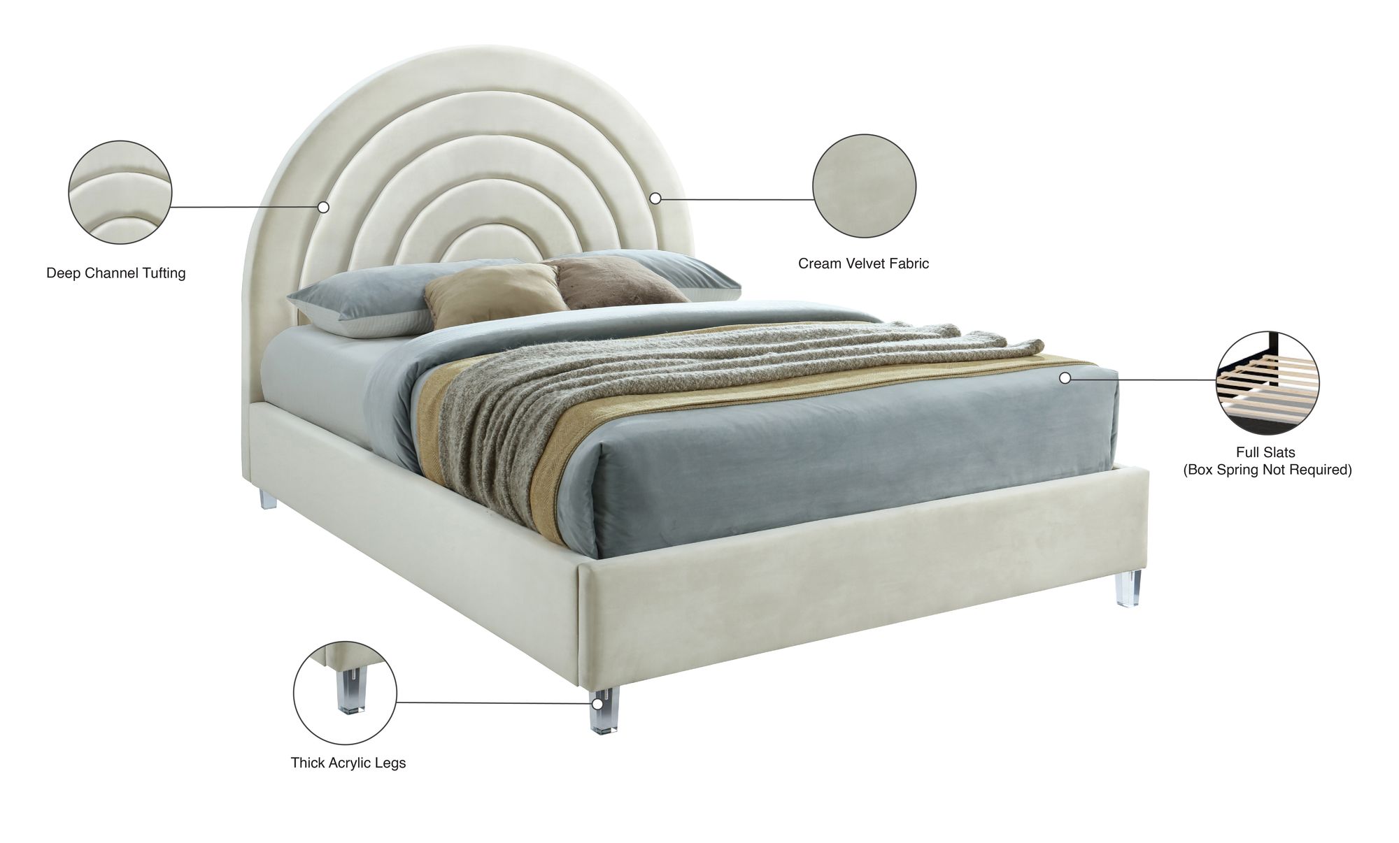 Rainbow Velvet Full Size Bed
