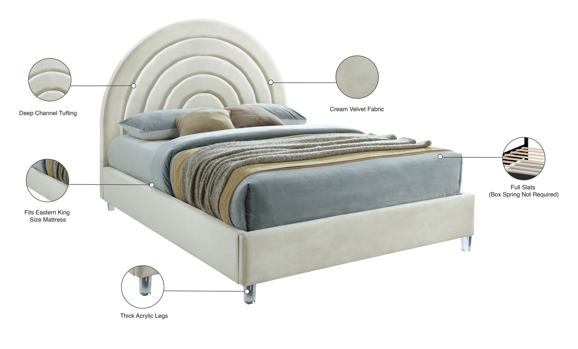 Rainbow Velvet King Size Bed