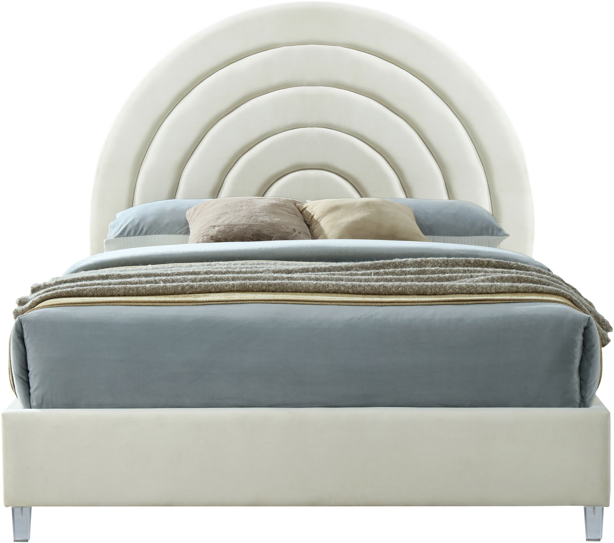Rainbow Velvet Queen Size Bed