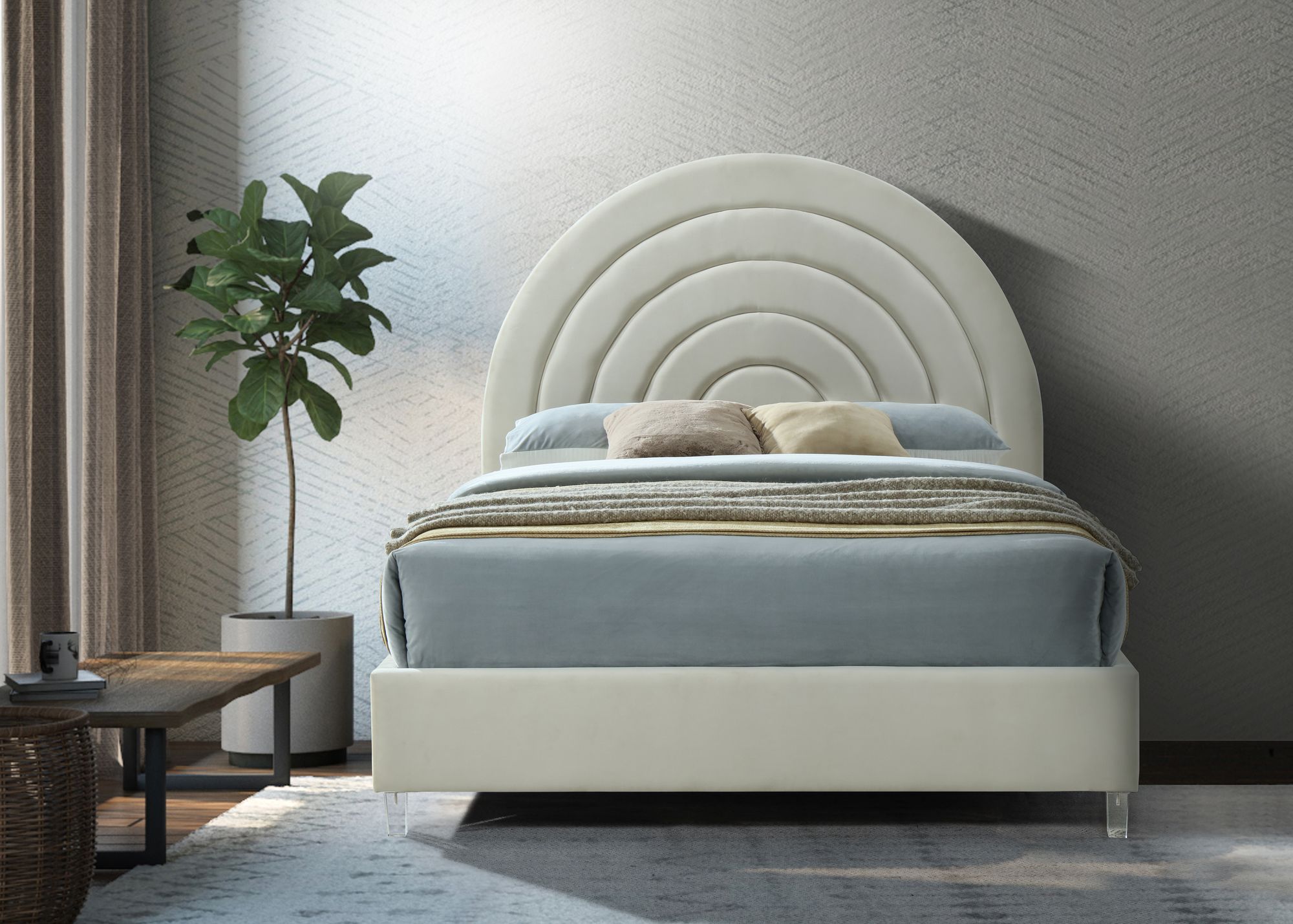 Rainbow Velvet Queen Size Bed