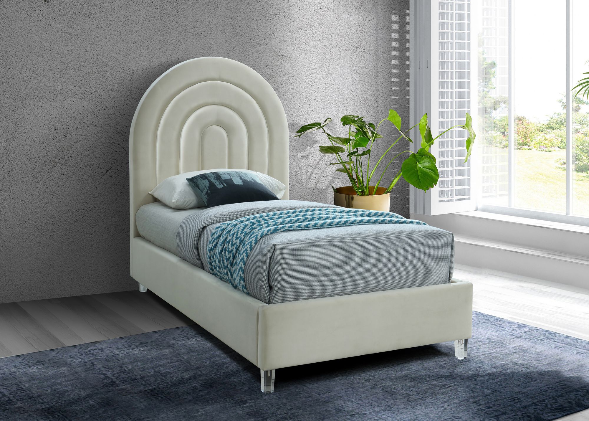 Rainbow Velvet Twin Size Bed