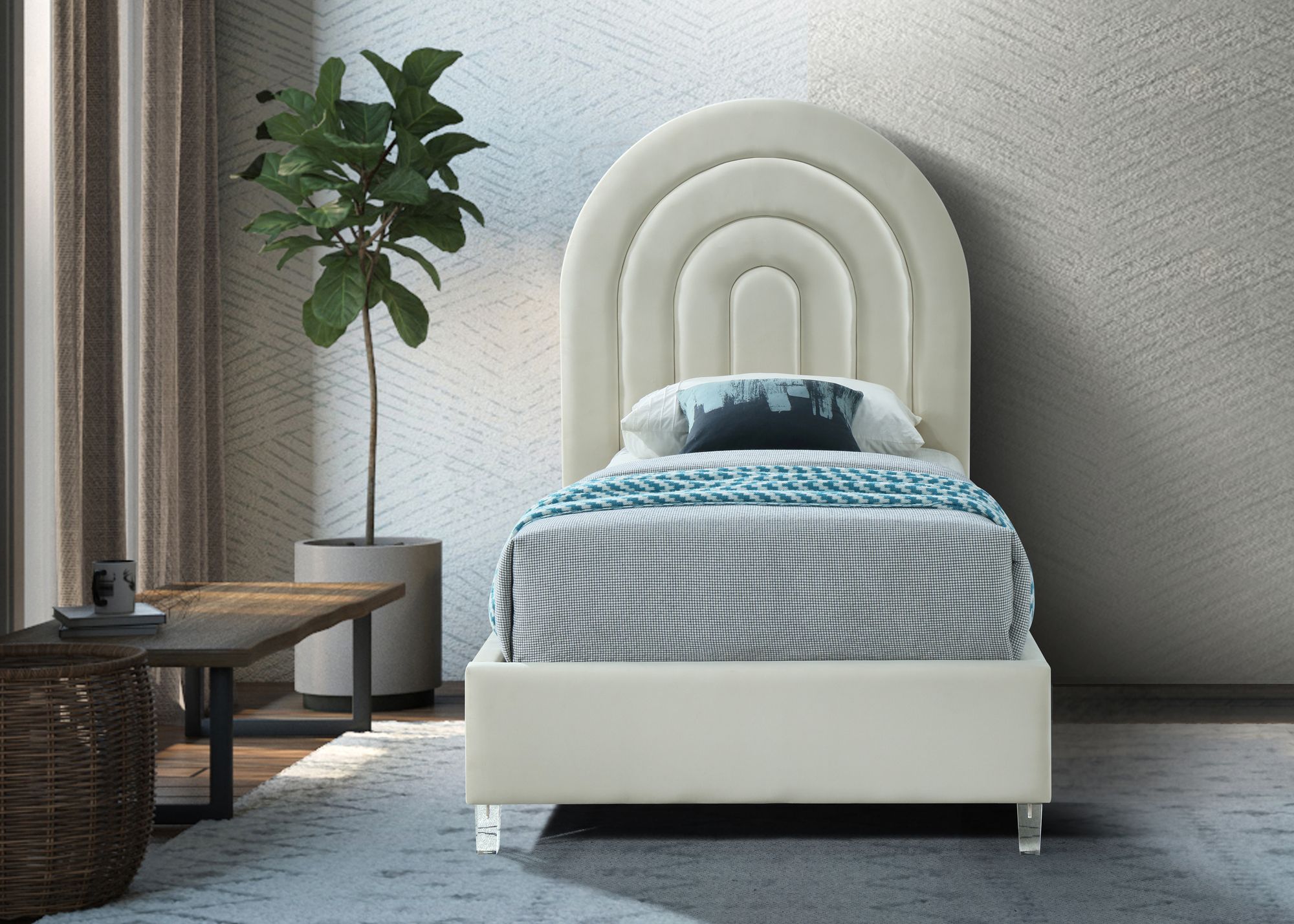 Rainbow Velvet Twin Size Bed