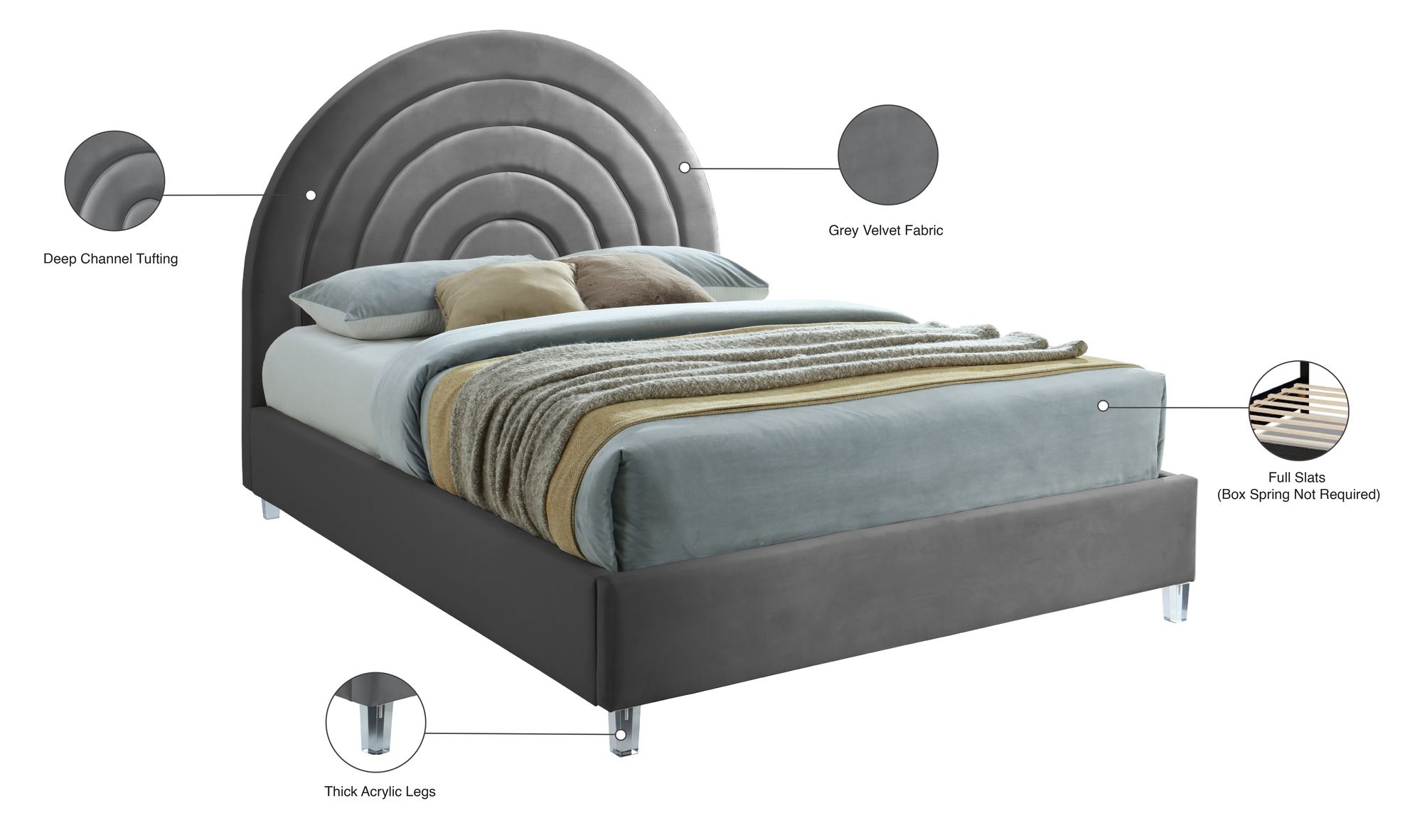 Rainbow Velvet Full Size Bed