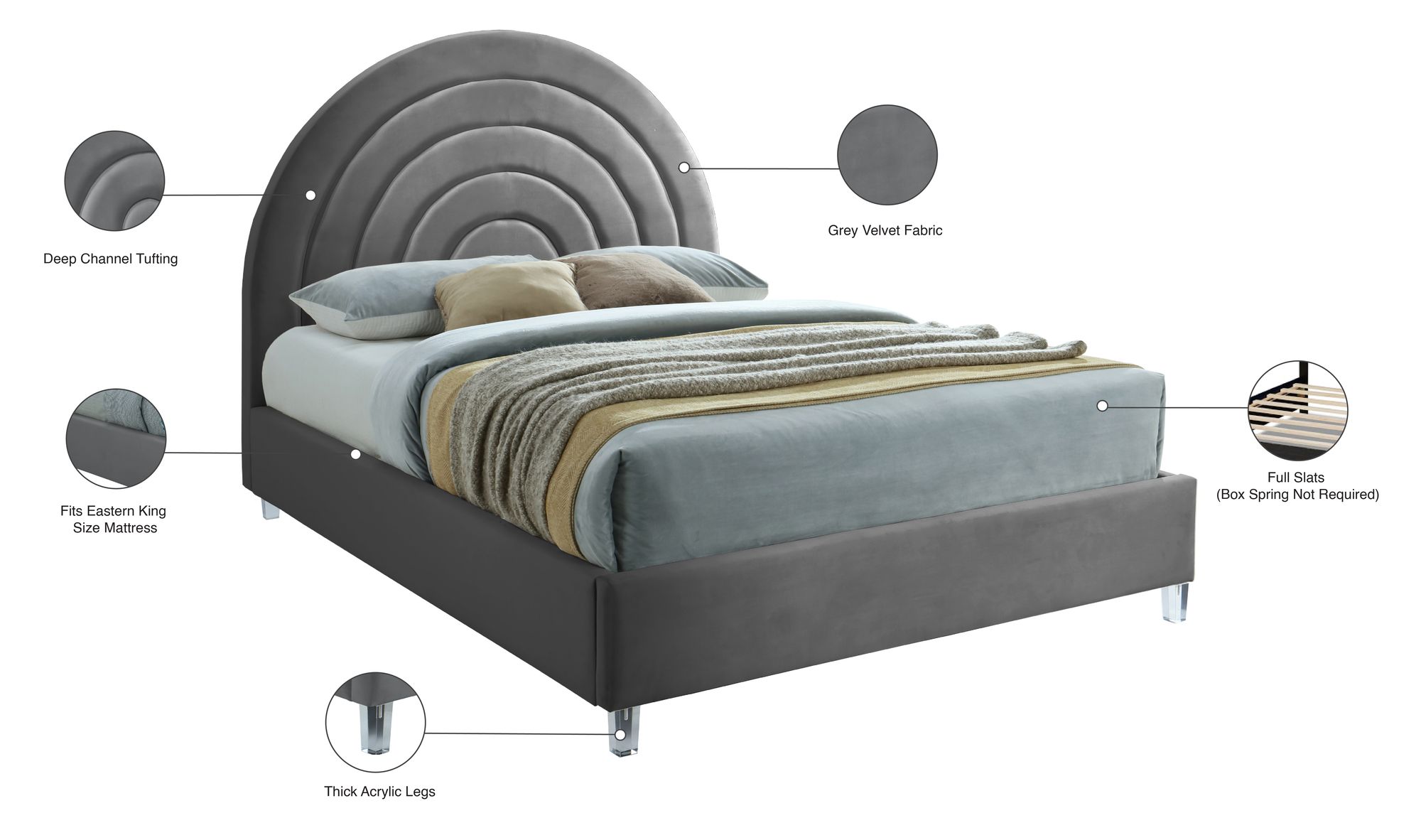 Rainbow Velvet King Size Bed