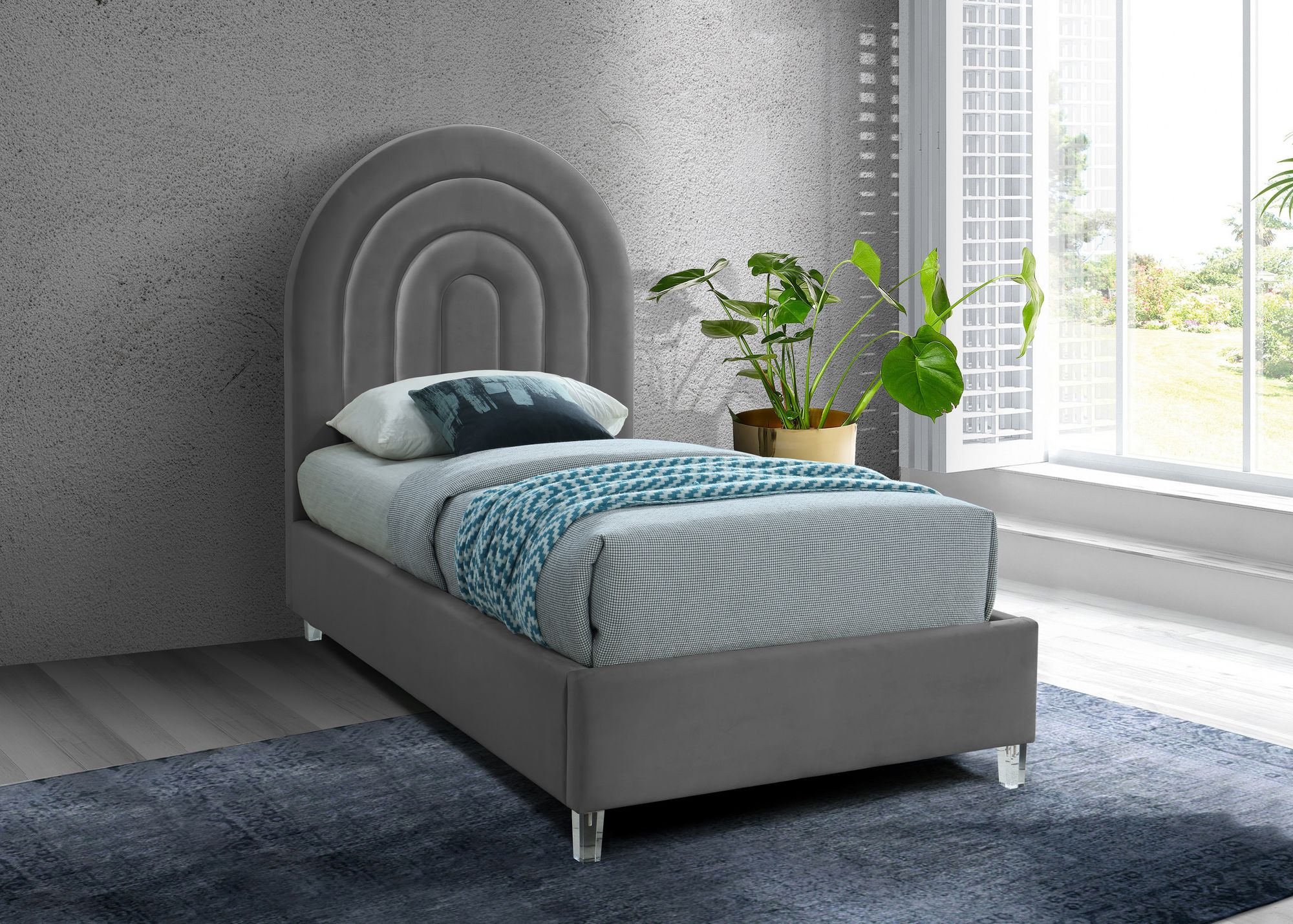 Rainbow Velvet Twin Size Bed