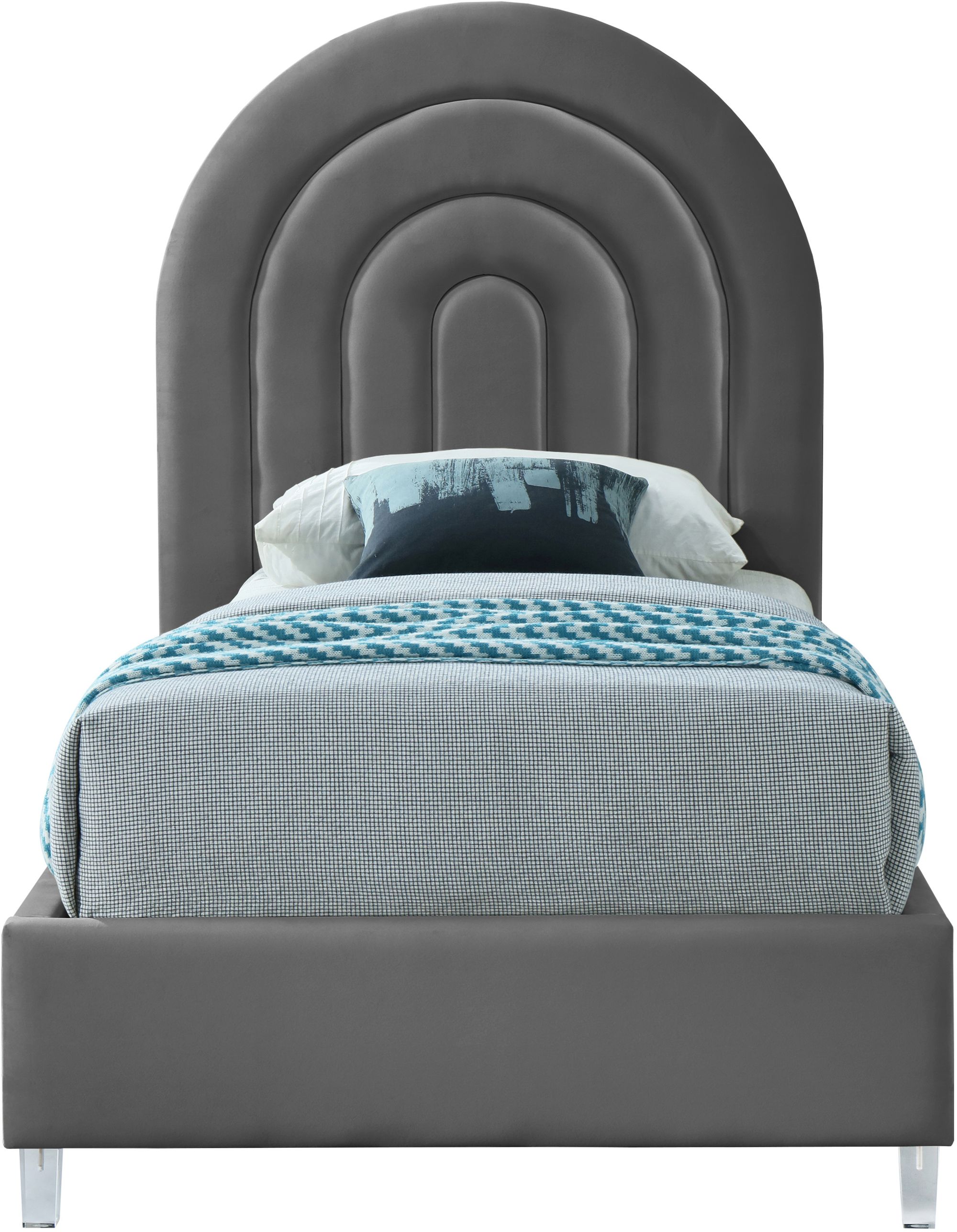 Rainbow Velvet Twin Size Bed
